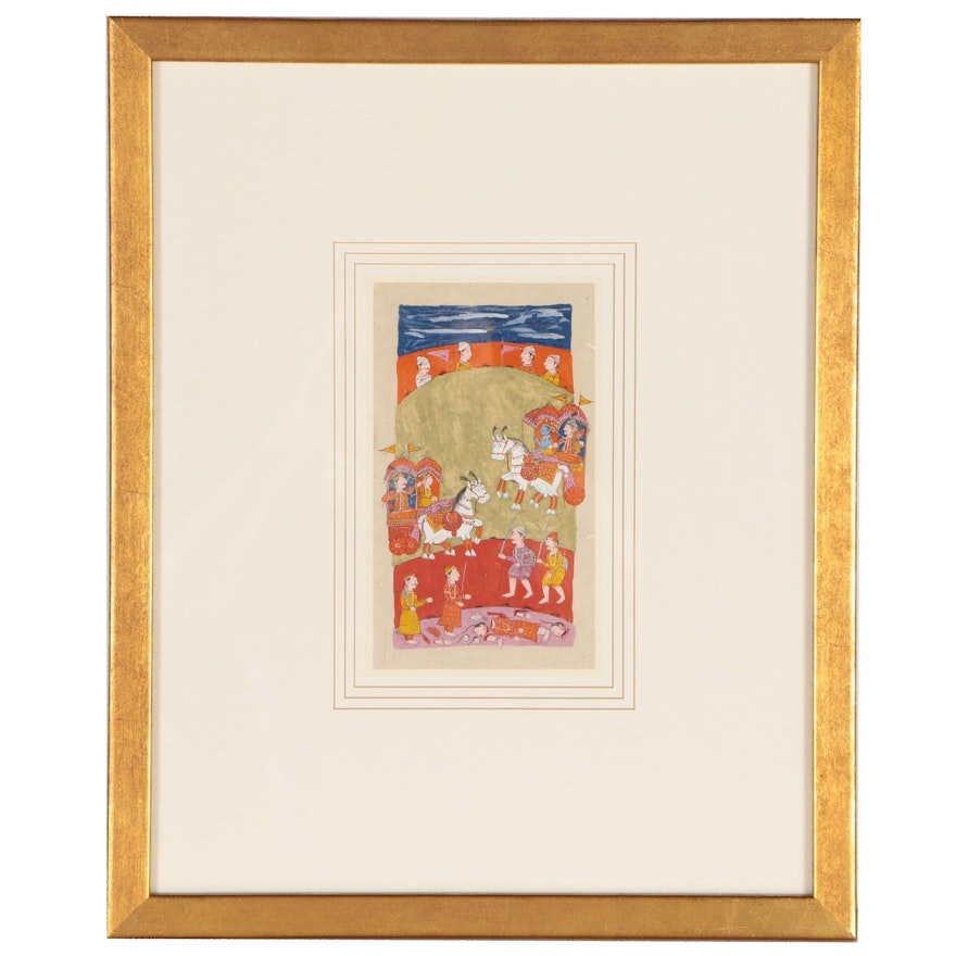 Indian Miniature Painting Manuscript Leaf, Late 18th Century