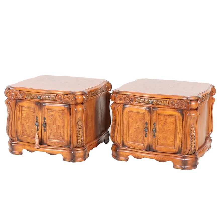 Aico "Cortina" Honey Walnut Nightstands, Late 20th Century