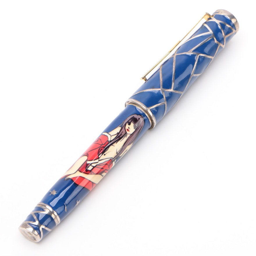 Omas Limited Edition "Miku" Enameled Sterling Silver Fountain Pen with 18K Nib