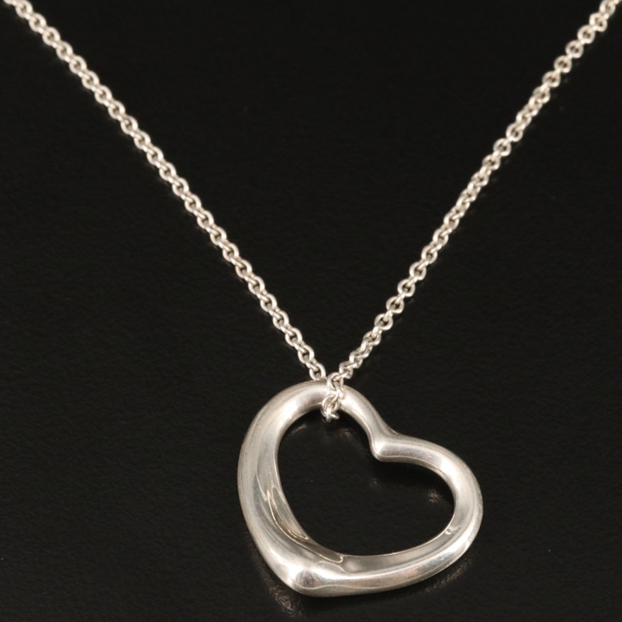 Elsa Peretti for Tiffany & Co. "Open Heart" Sterling Silver Pendant Necklace