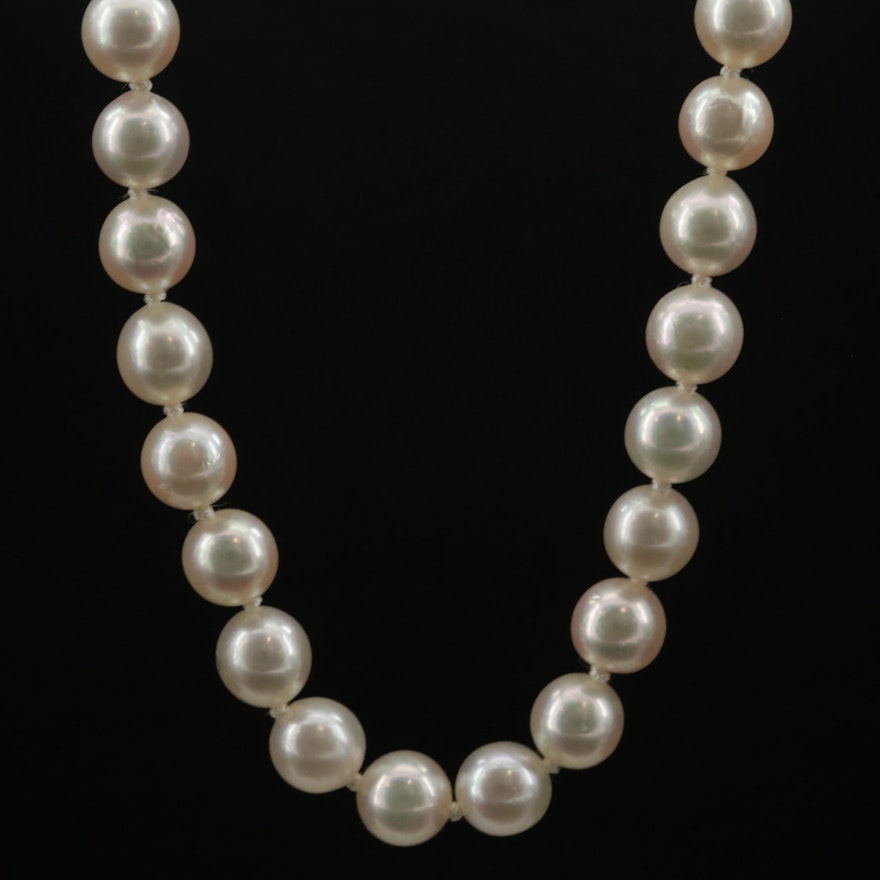 Pearl Necklace with 14K Gold Clasp