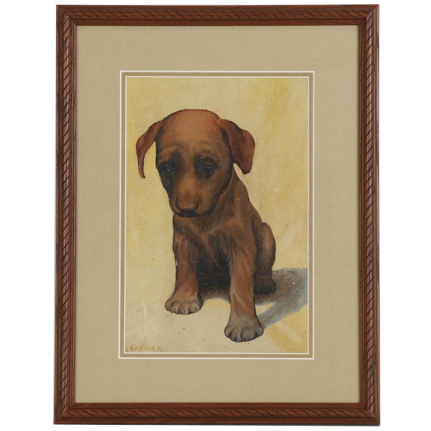 Oil Painting of a Brown Dog