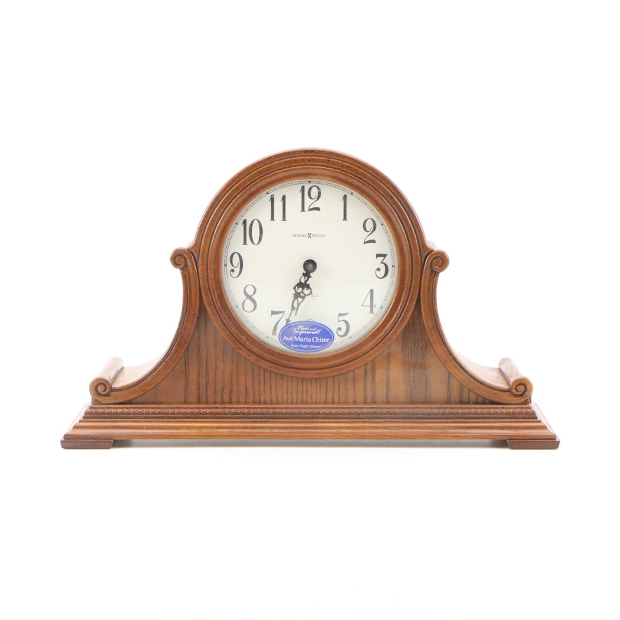 Howard Miller Hillsborough Art Deco Style Oak Mantel Clock with Ave Maria Chime