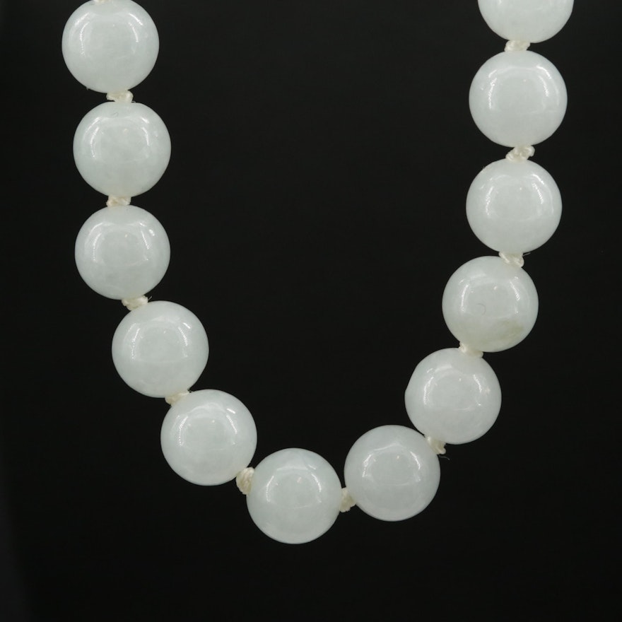 Knotted Jadeite Necklace with 14K Gold Clasp