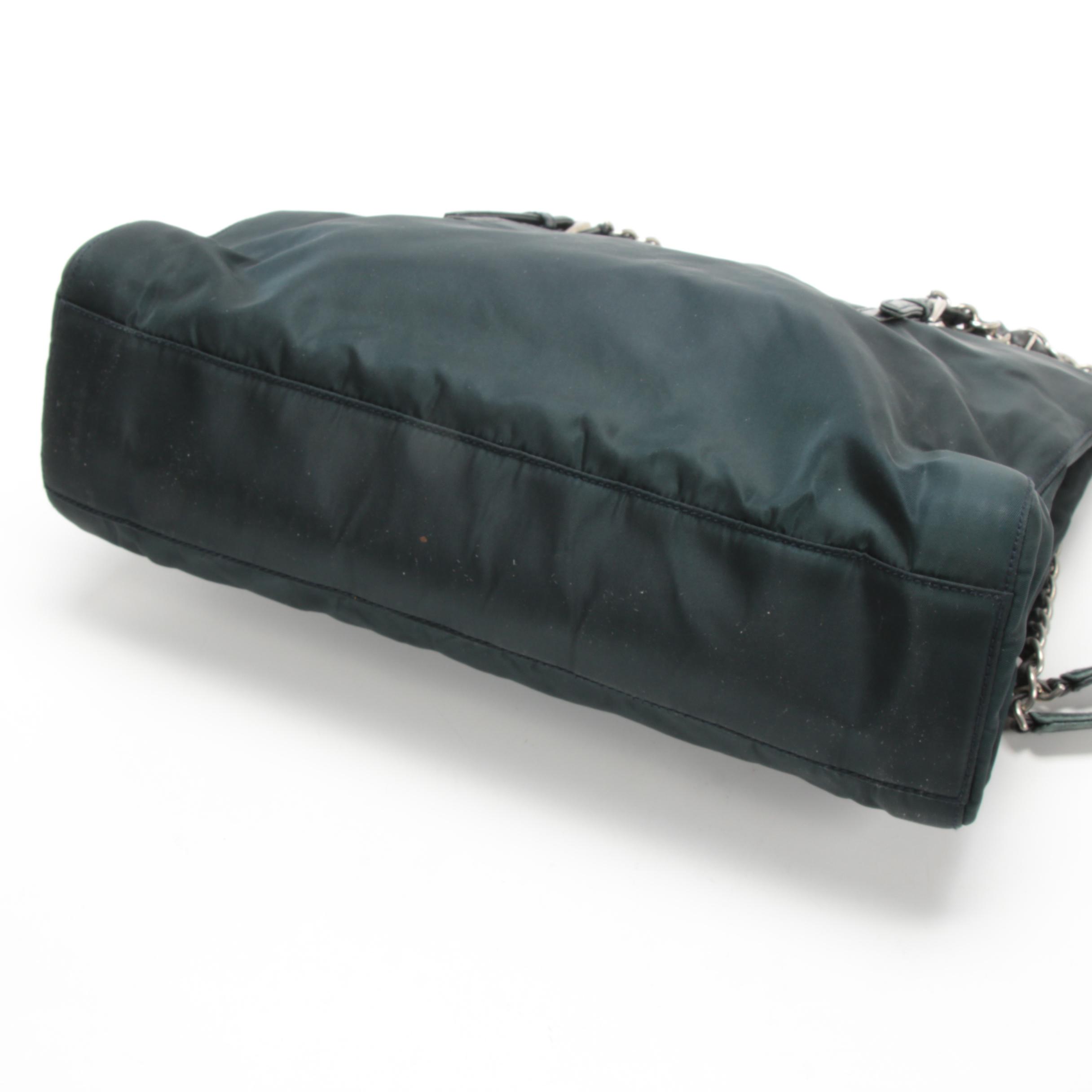 Prada Chain Strap Shoulder Bag in Black Tessuto Nylon