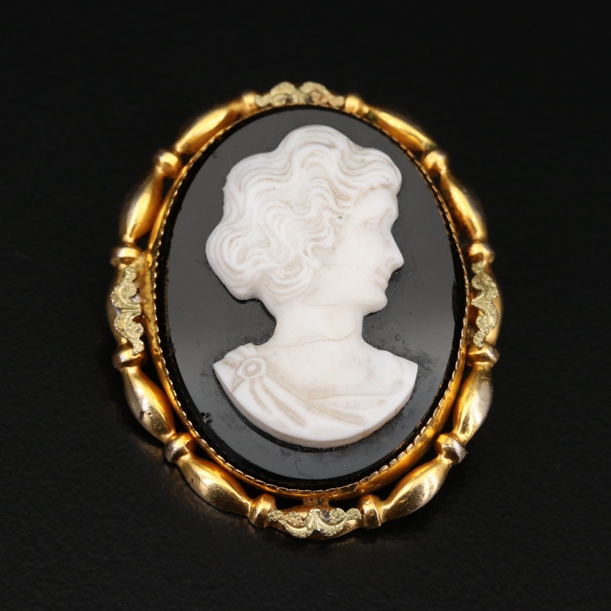 Antique A.L. Lindroth Cameo Brooch