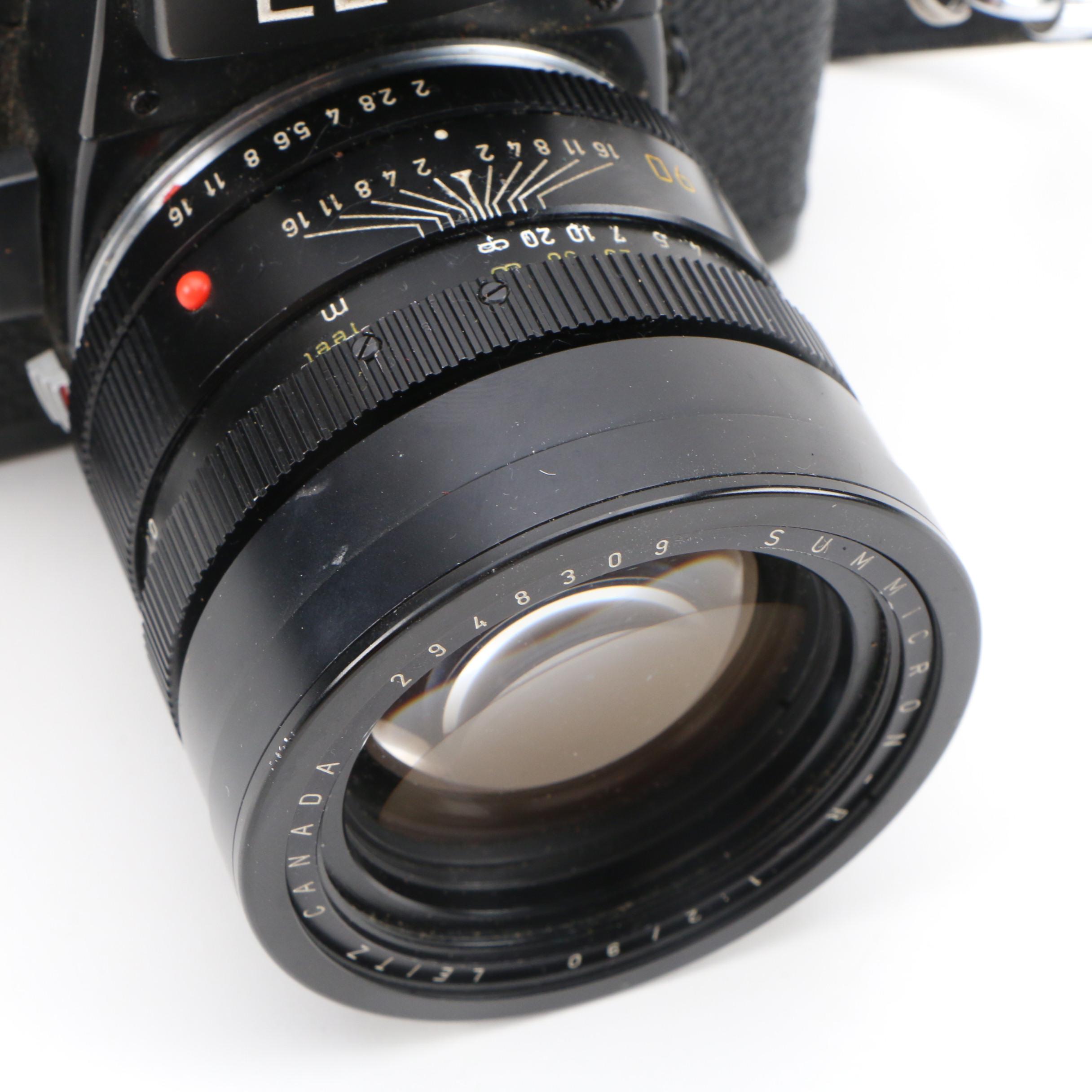 Leica R3 35mm SLR Camera with Leitz Summicron-R 90mm f/2 Lens and Leather Case