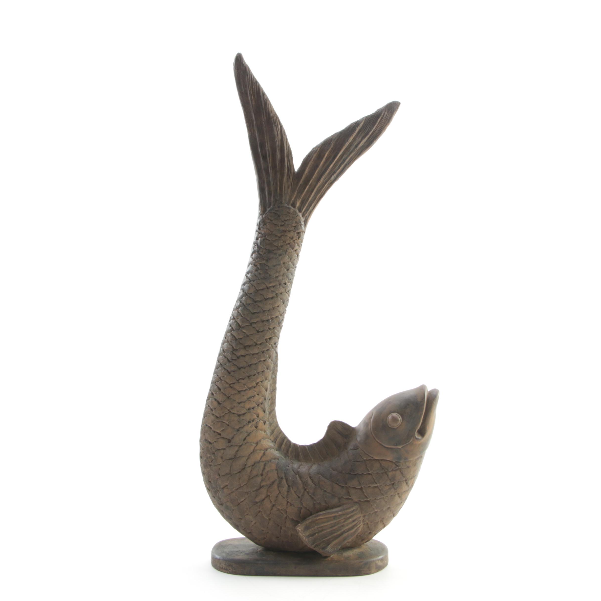 Koi Fish Cast Statue or Sculpture, Late 20th Century
