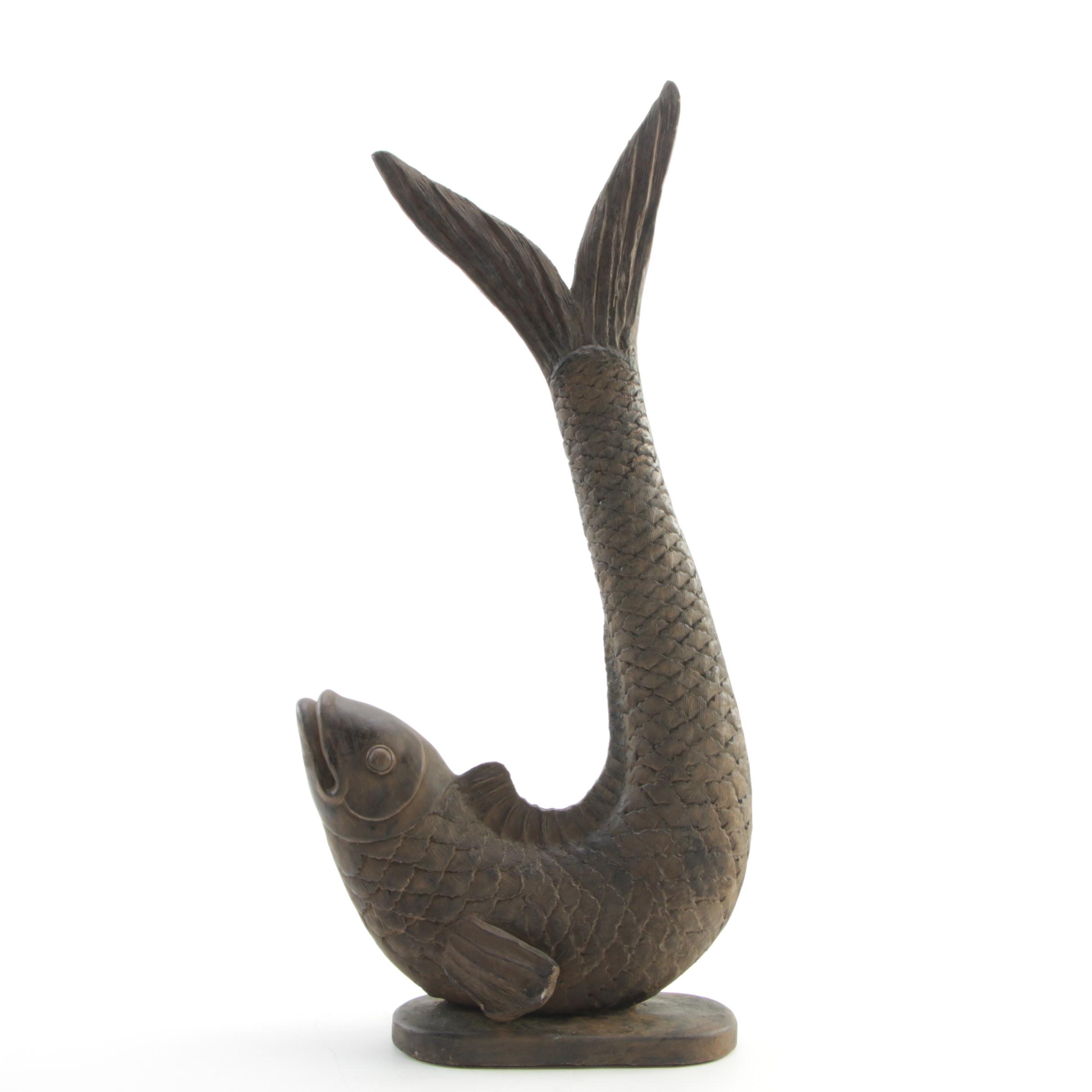 Koi Fish Cast Statue or Sculpture, Late 20th Century