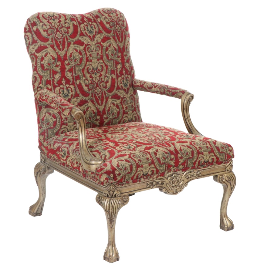 Chippendale Style Upholstered Armchair, Contemporary
