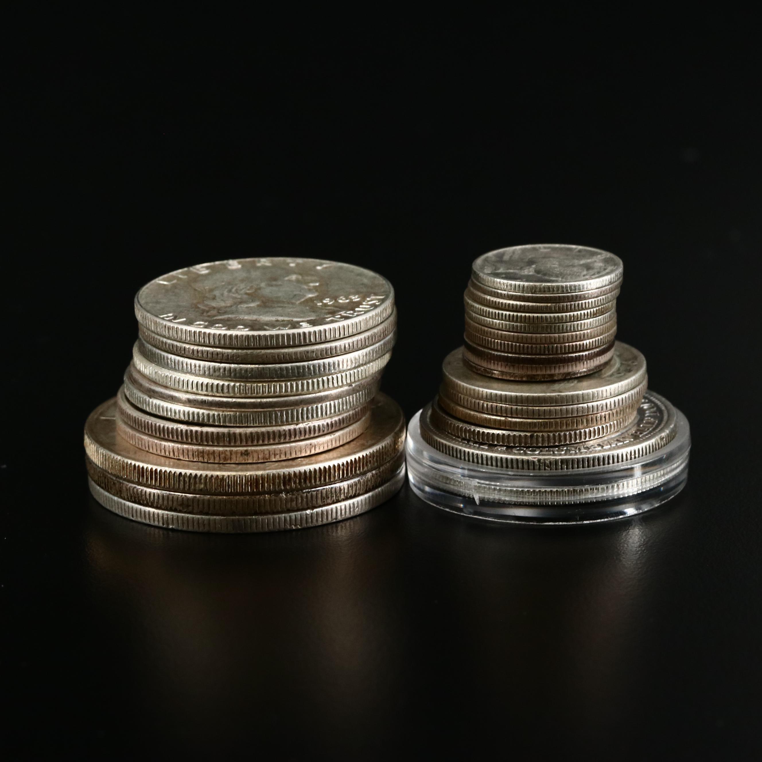 Ten Dollar Face Value Grouping of Antique to Vintage U.S. Silver Coins