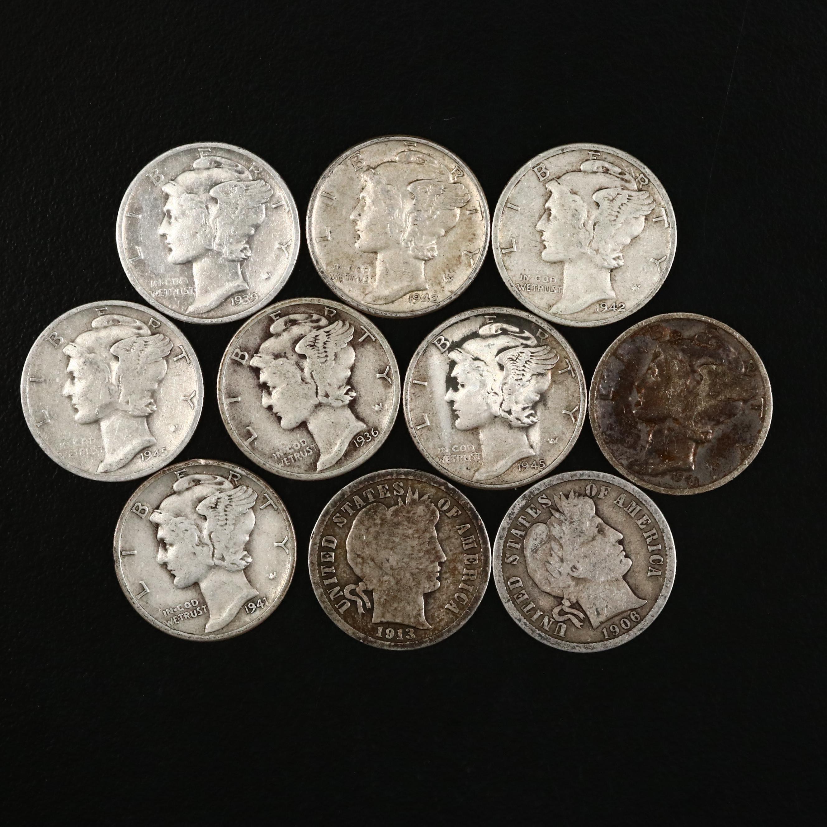 Ten Dollar Face Value Grouping of Antique to Vintage U.S. Silver Coins