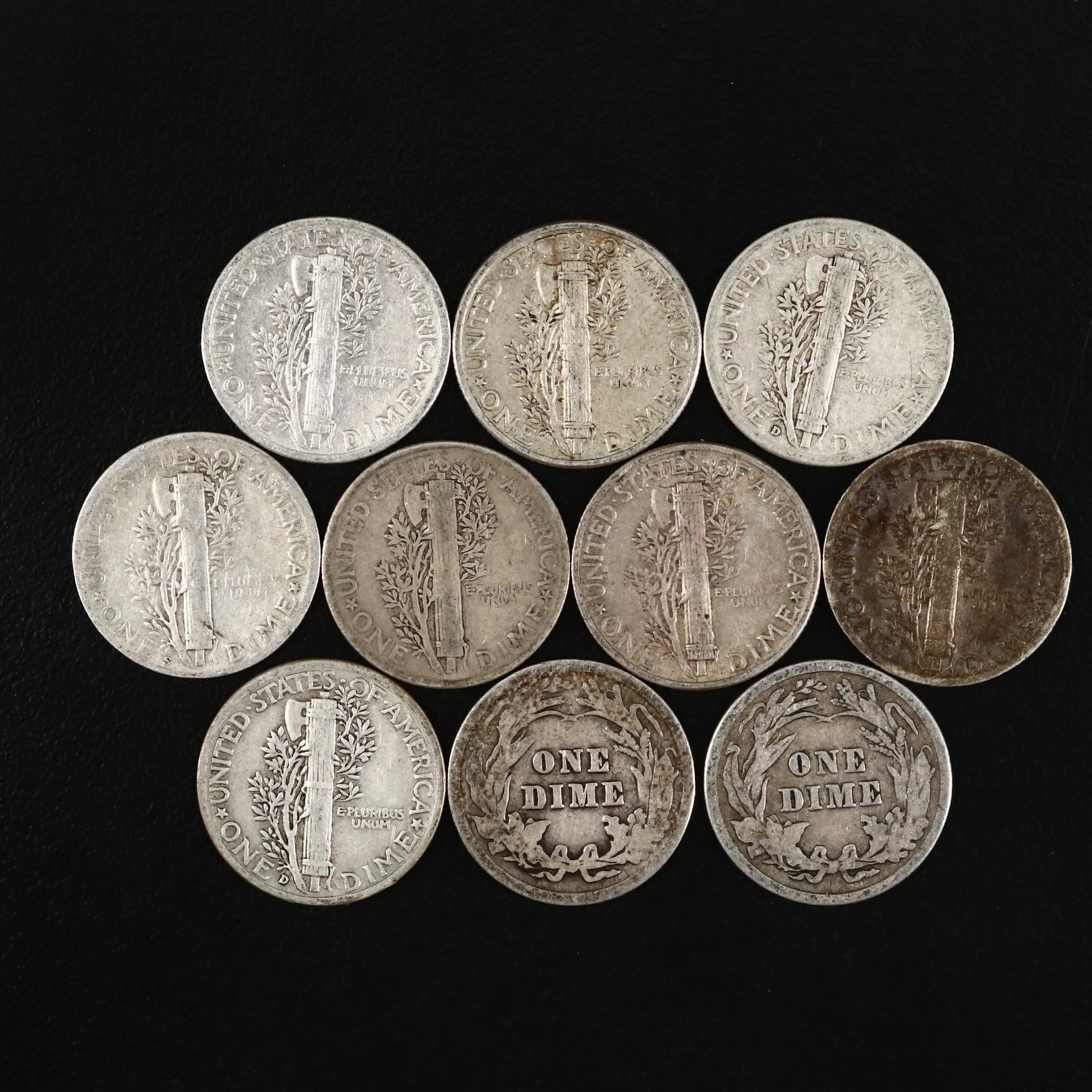 Ten Dollar Face Value Grouping of Antique to Vintage U.S. Silver Coins