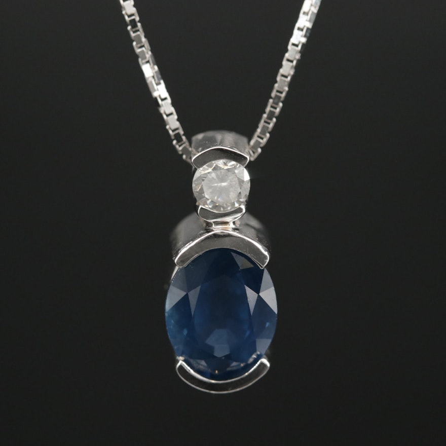 14K Sapphire and Diamond Pendant Necklace