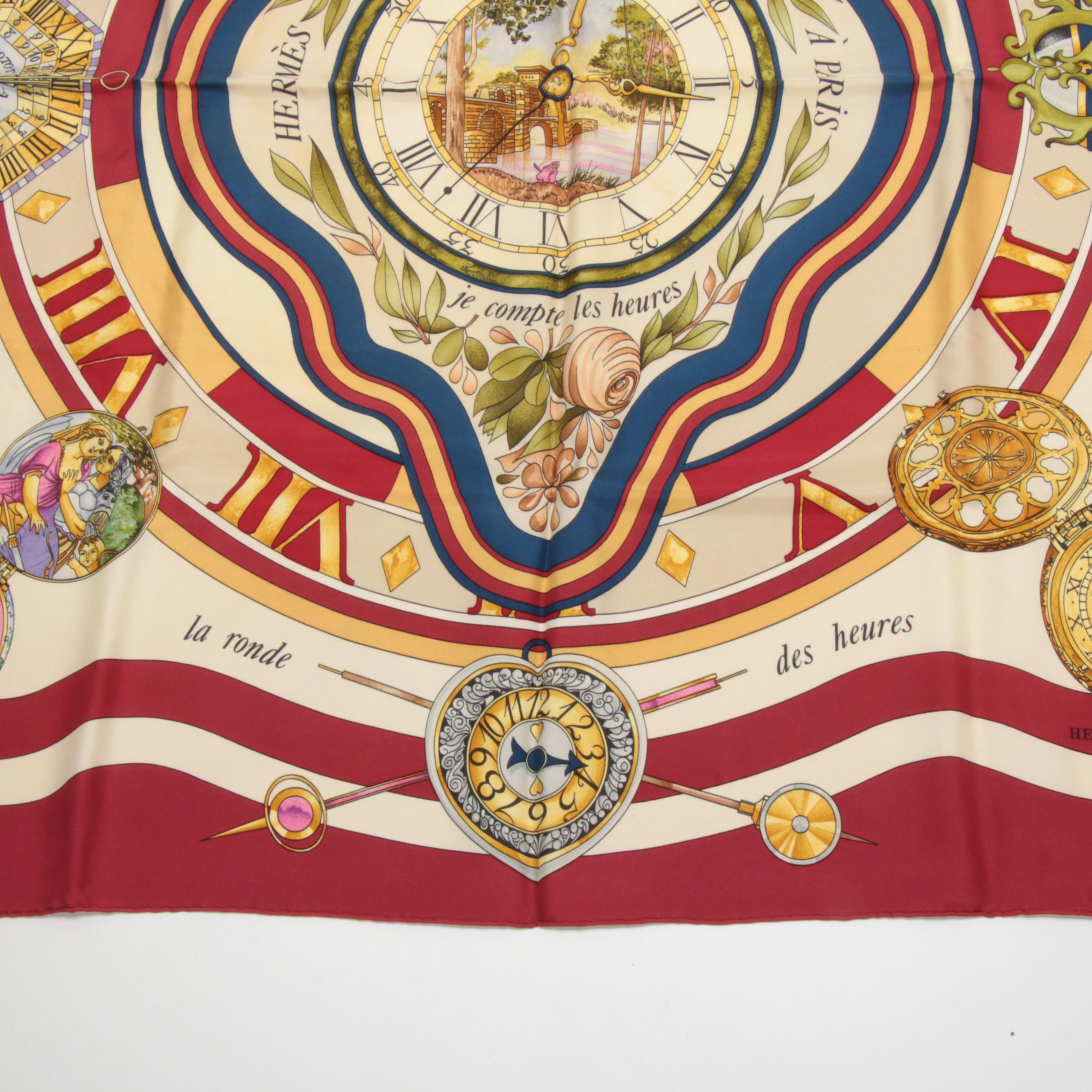 Hermès Paris "La Ronde Des Heures" Silk Scarf