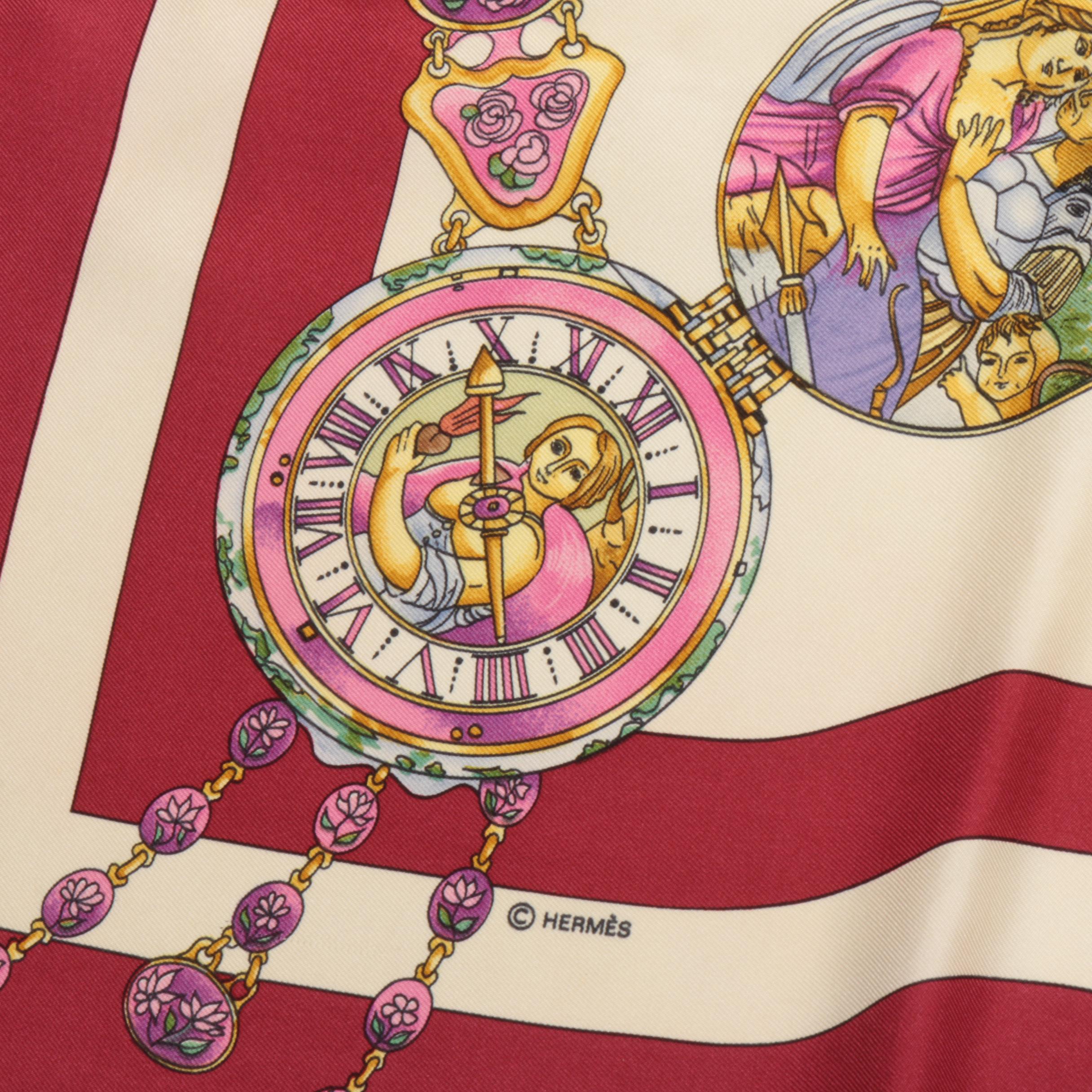 Hermès Paris "La Ronde Des Heures" Silk Scarf
