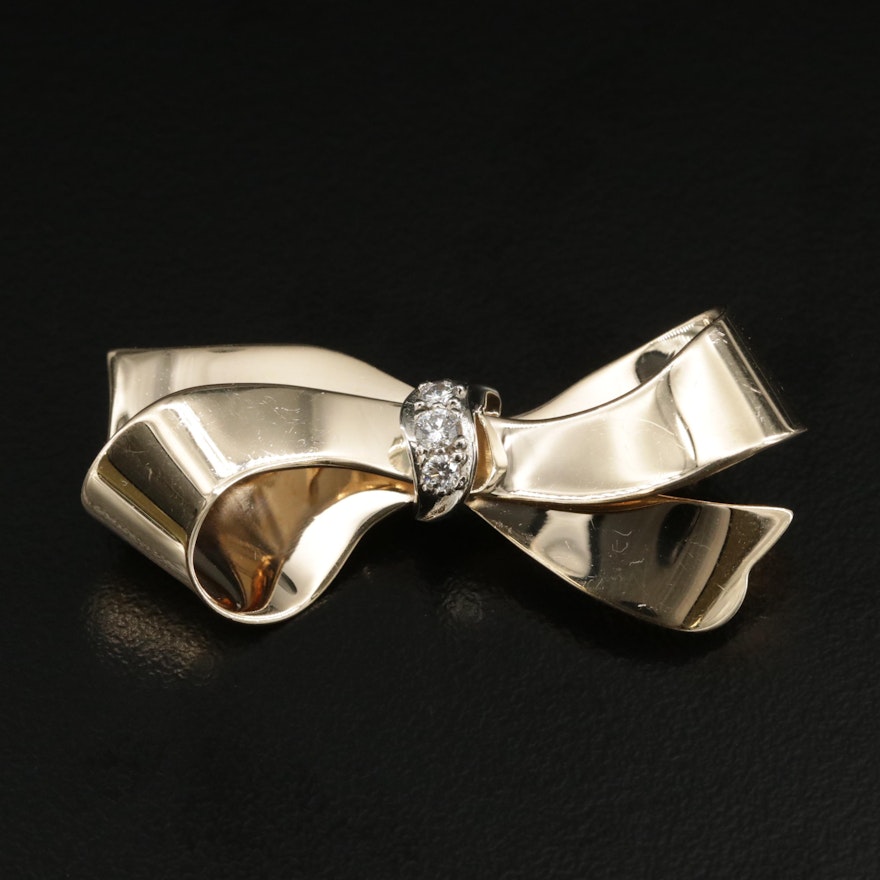 1950s Fisher & Co Diamond Bow Brooch