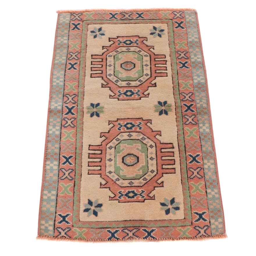 2'10 x 4'4 Hand-Knotted Turkish Caucasian Village Rug, 1980s