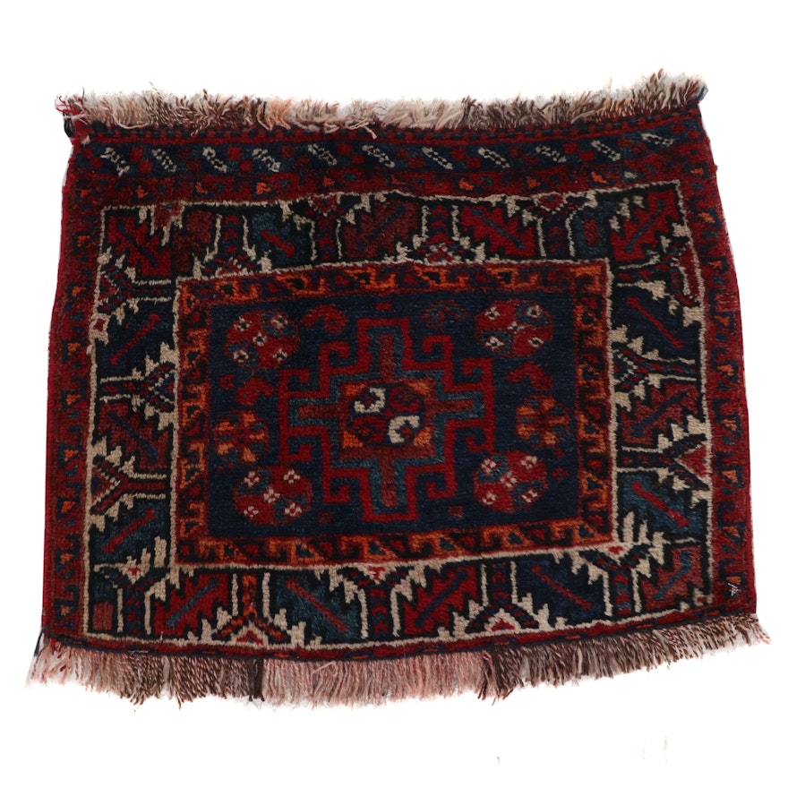 1'11 x 2'2 Hand-Knotted Persian Qashqai Shiraz Rug, 1960s