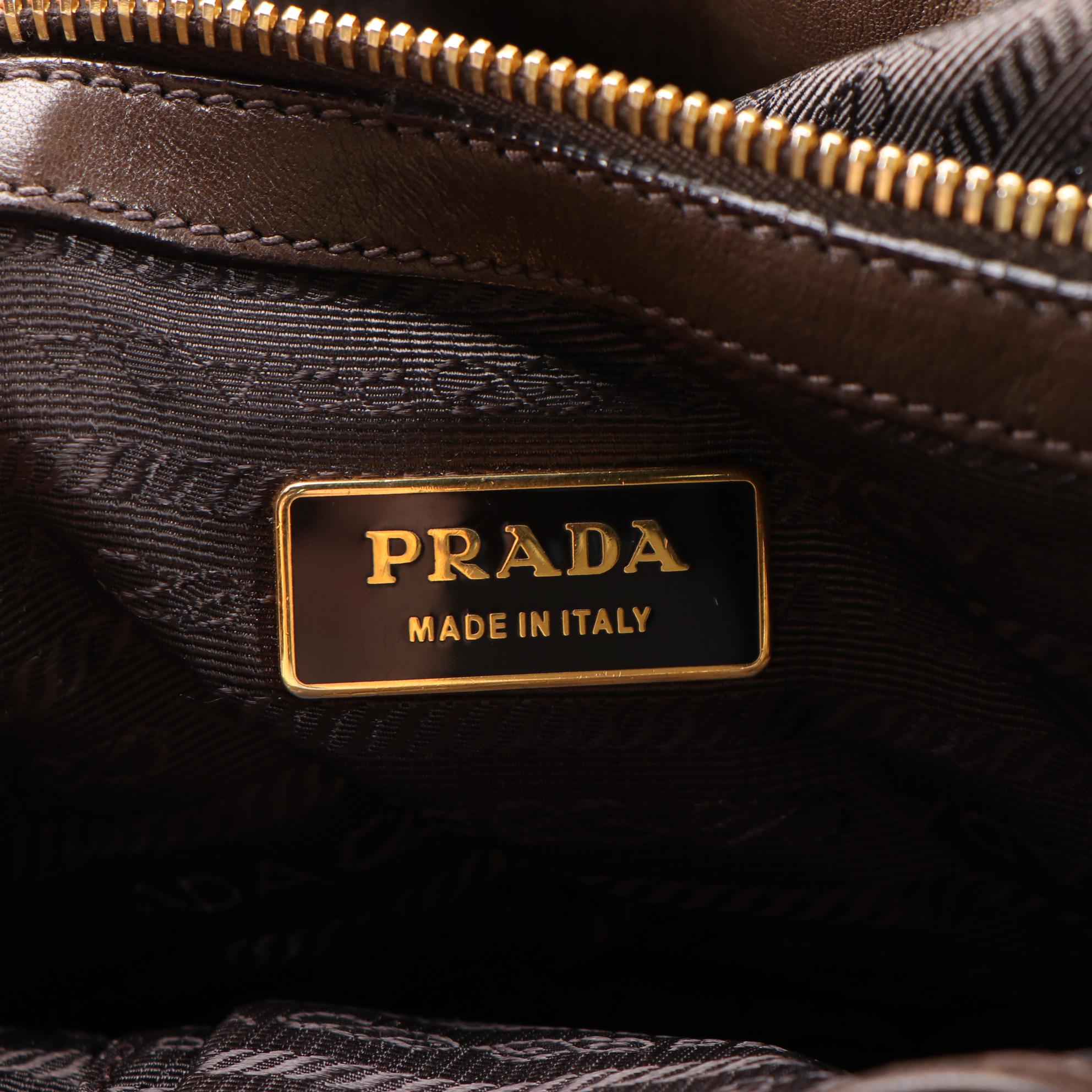 Prada Gaufre Satchel in Antiqued Effect Walnut Nappa Leather