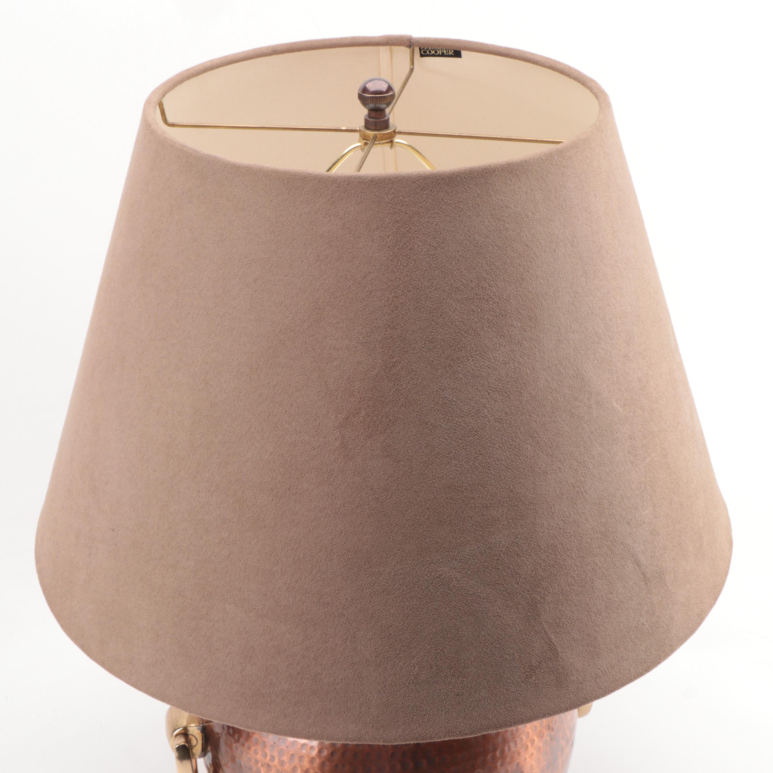 Frederick Cooper Hammered Metal Lamp with Suedecloth Shade