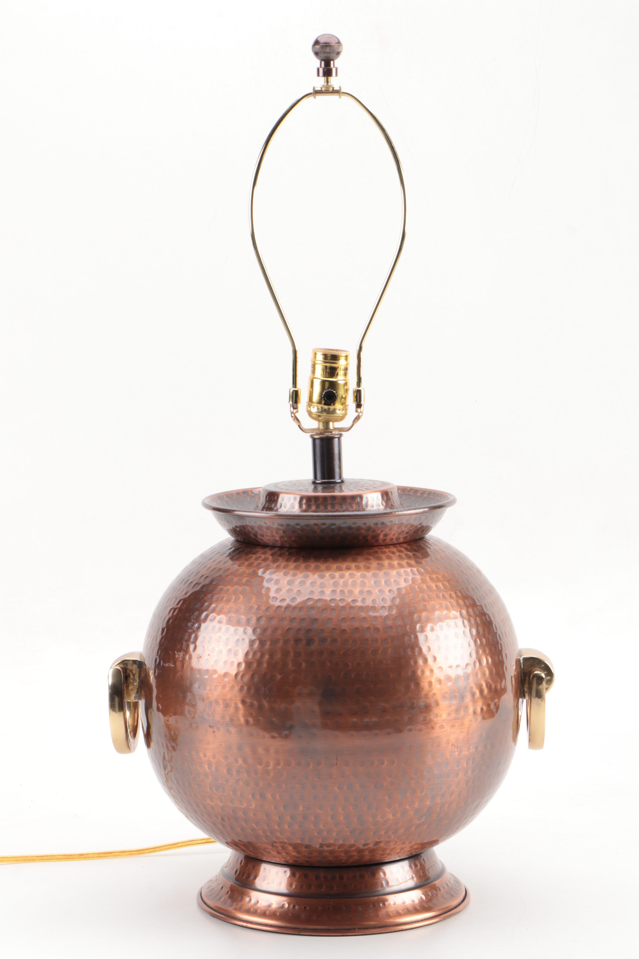 Frederick Cooper Hammered Metal Lamp with Suedecloth Shade