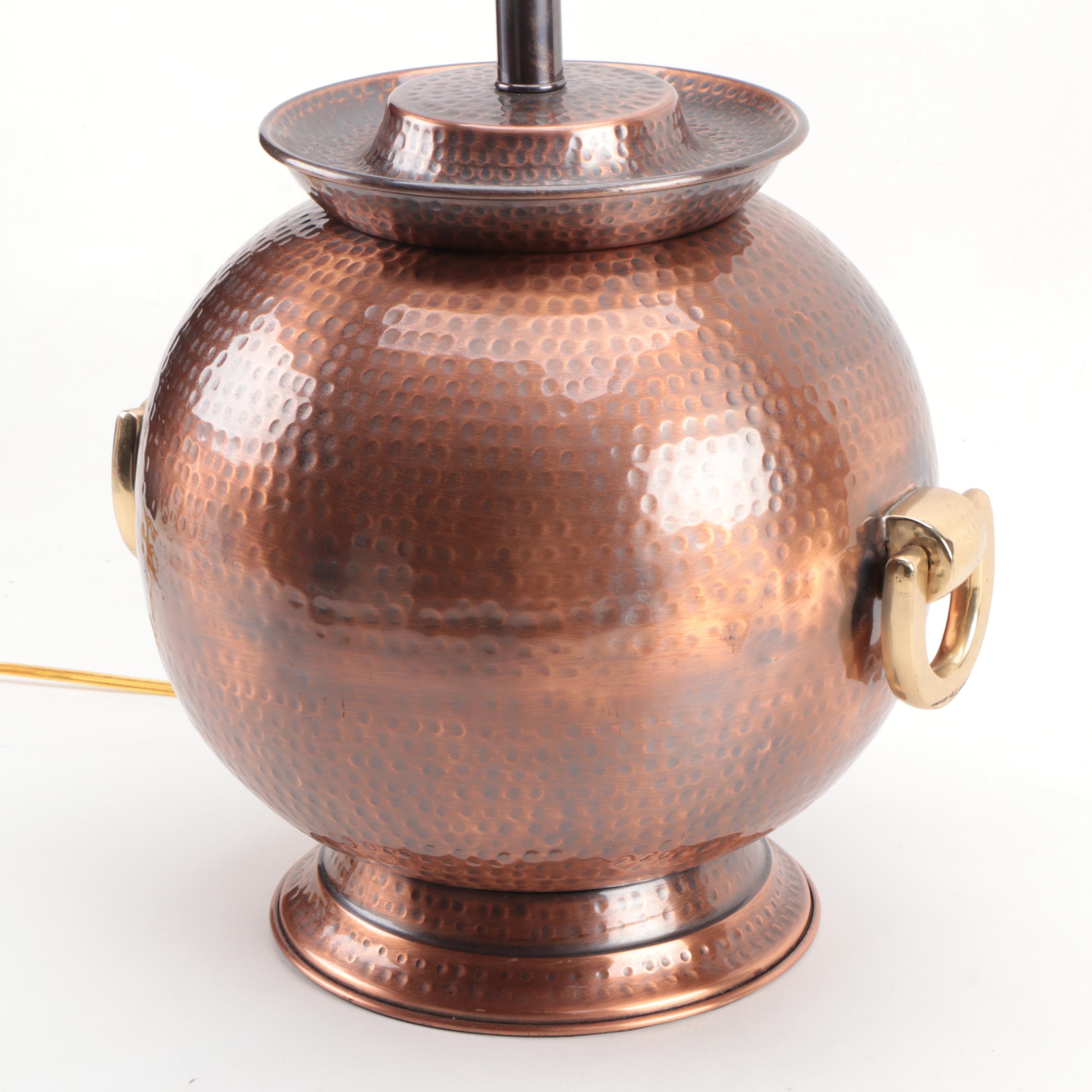 Frederick Cooper Hammered Metal Lamp with Suedecloth Shade