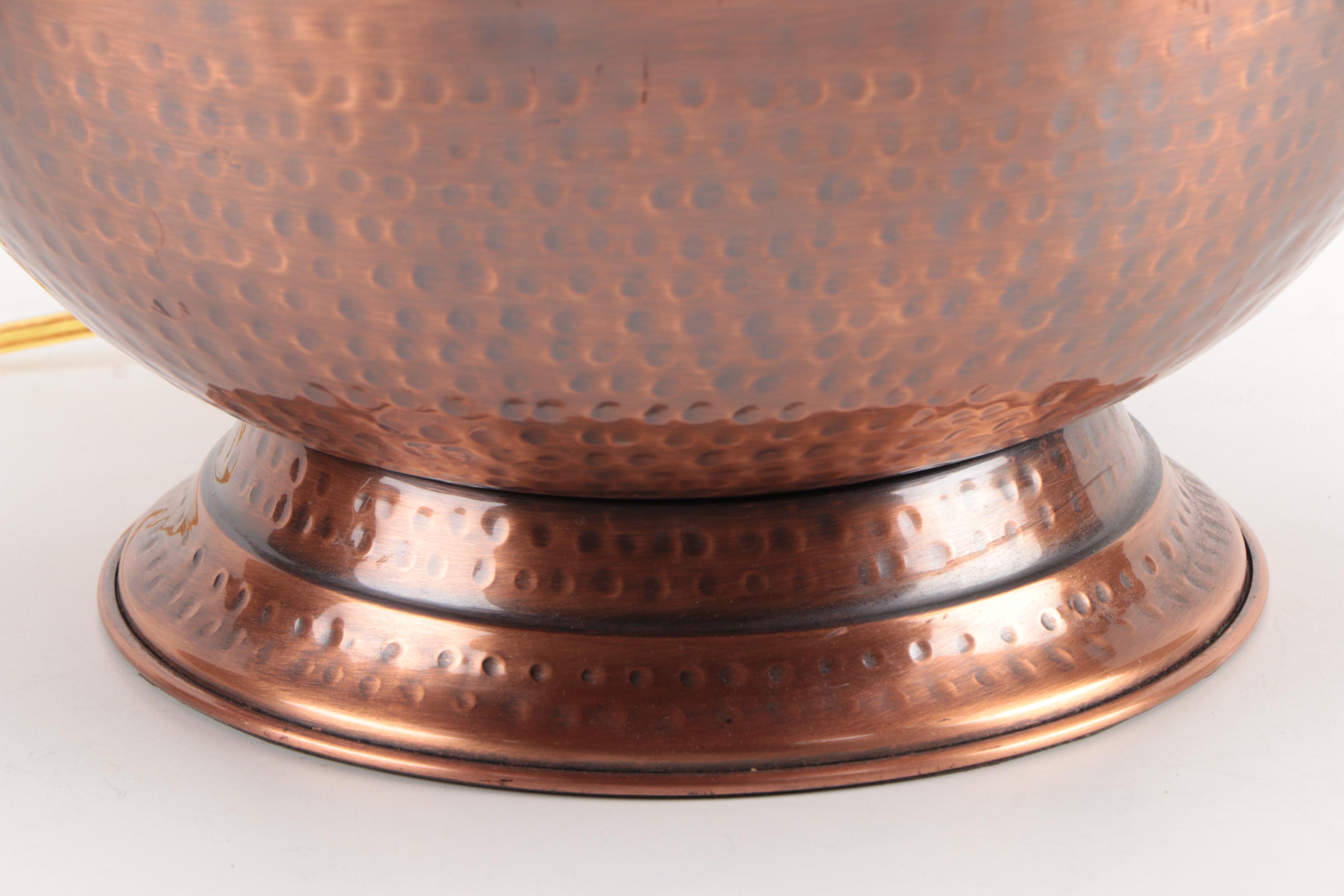 Frederick Cooper Hammered Metal Lamp with Suedecloth Shade