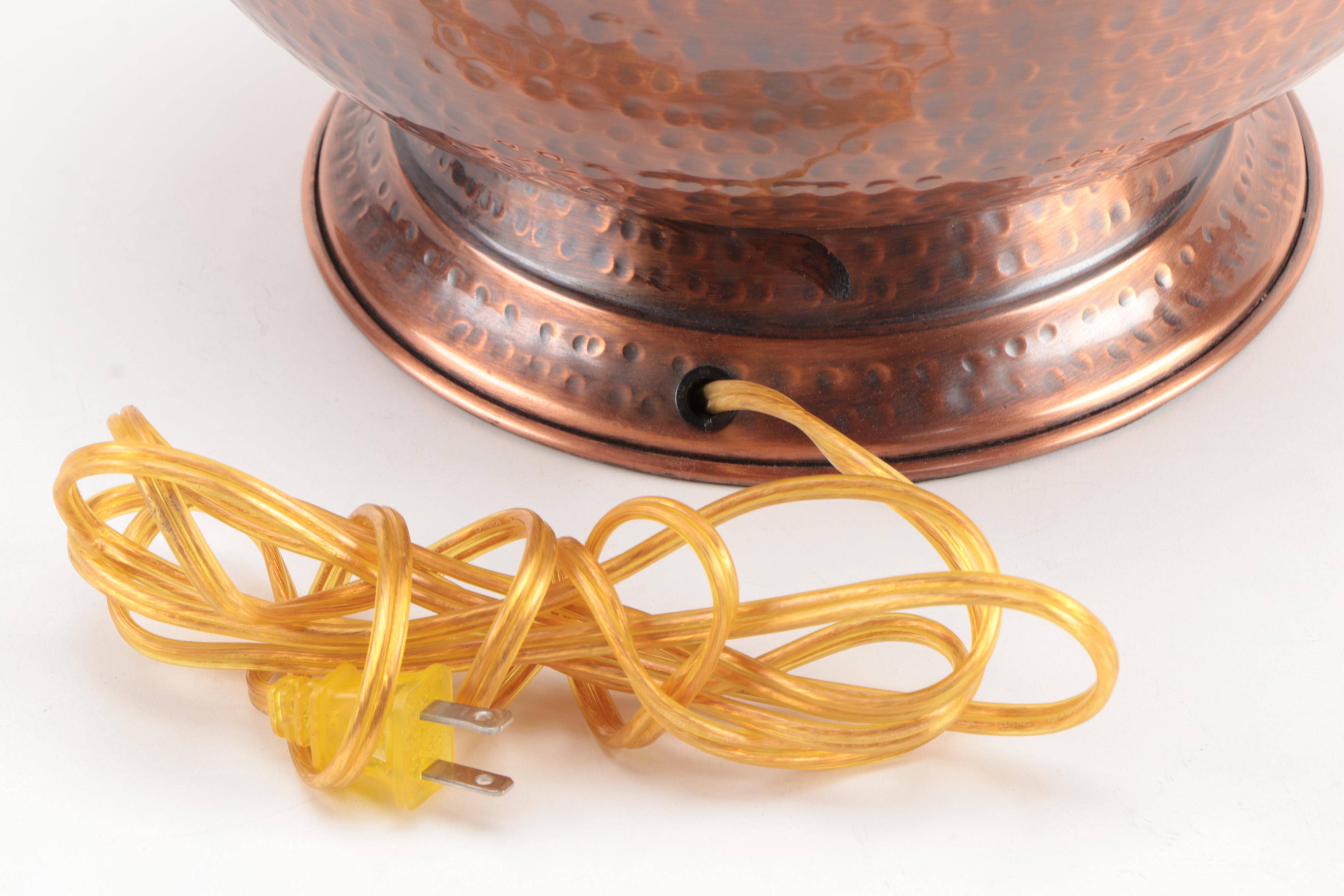 Frederick Cooper Hammered Metal Lamp with Suedecloth Shade