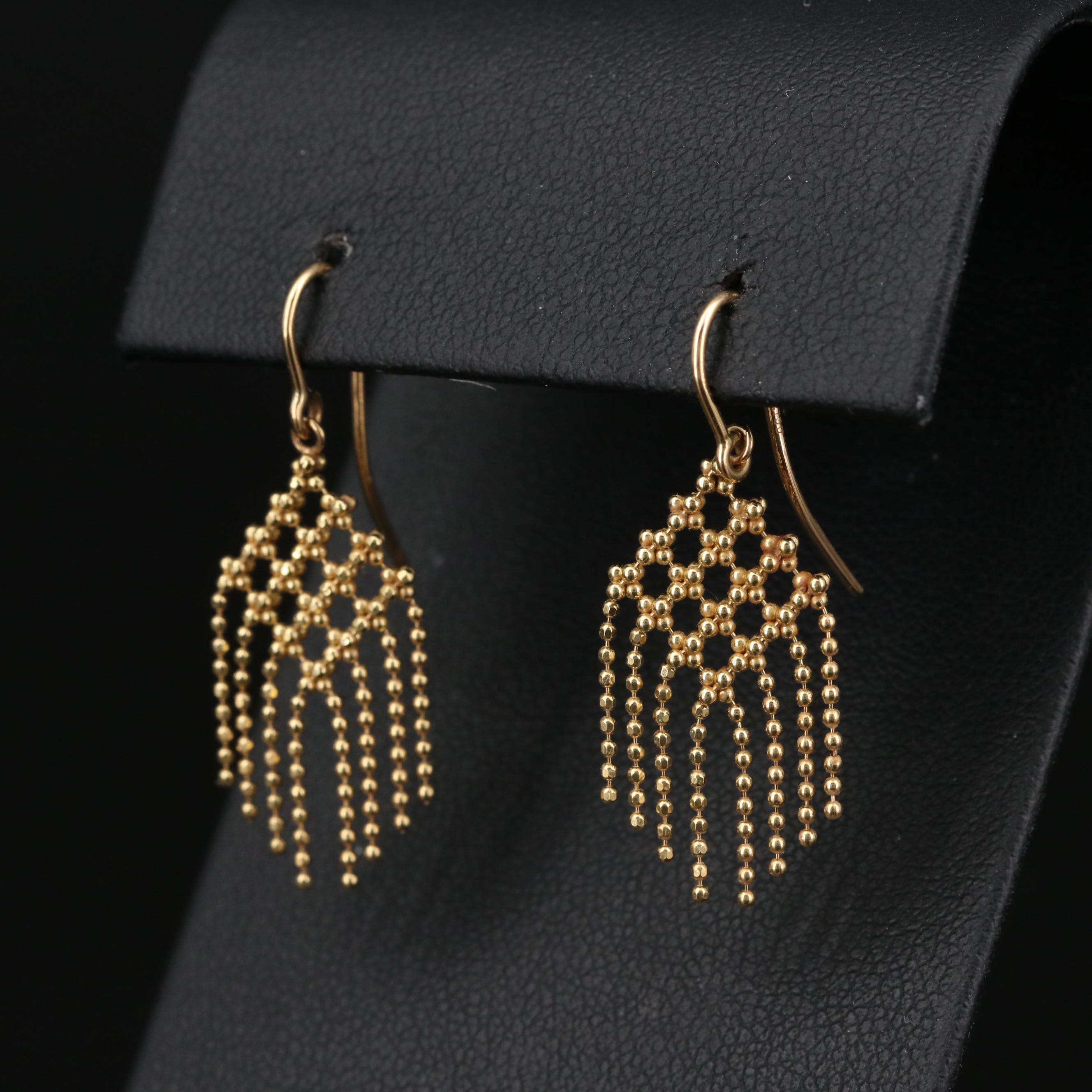 Tiffany & Co. 18K Bead Chain Fringe Earrings