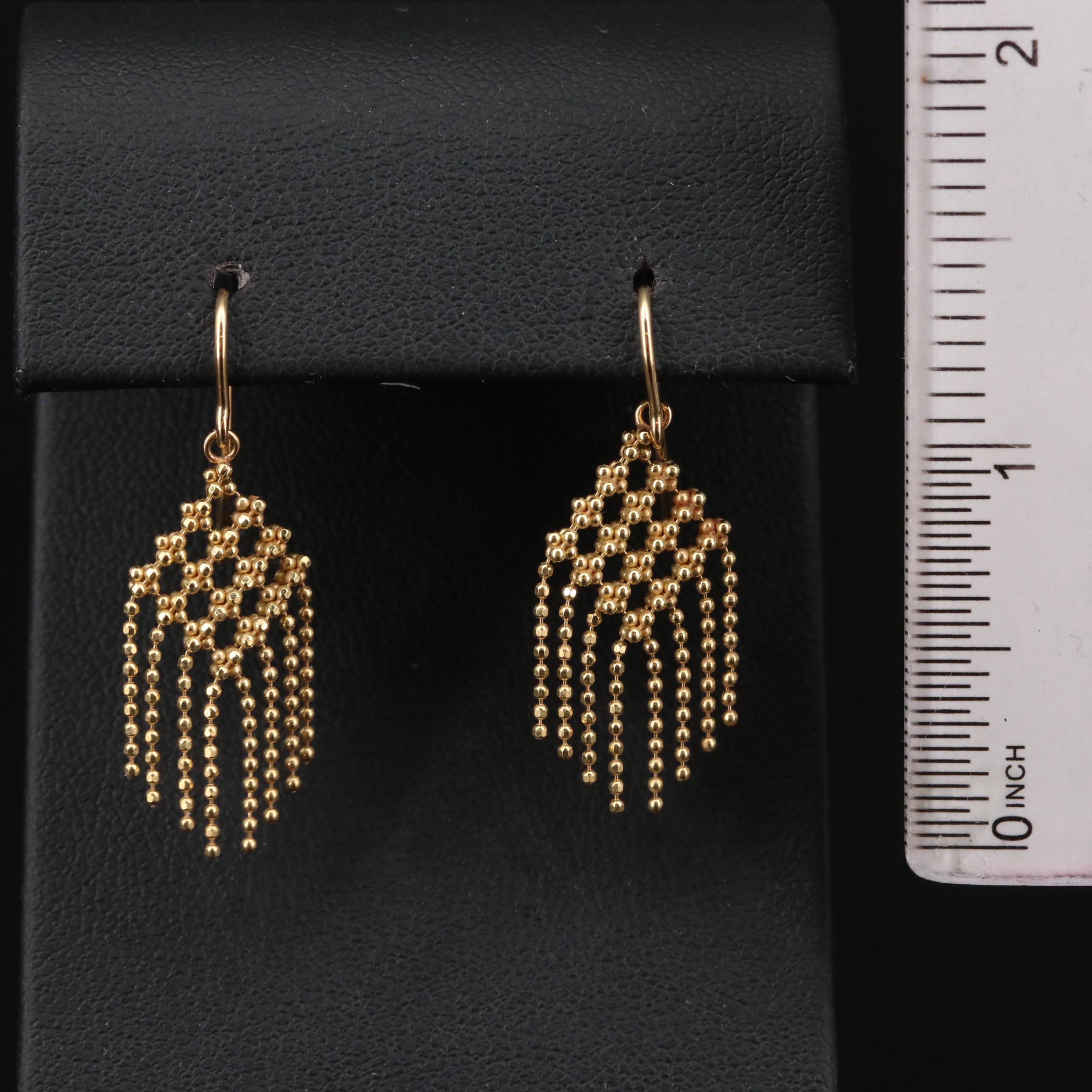 Tiffany & Co. 18K Bead Chain Fringe Earrings