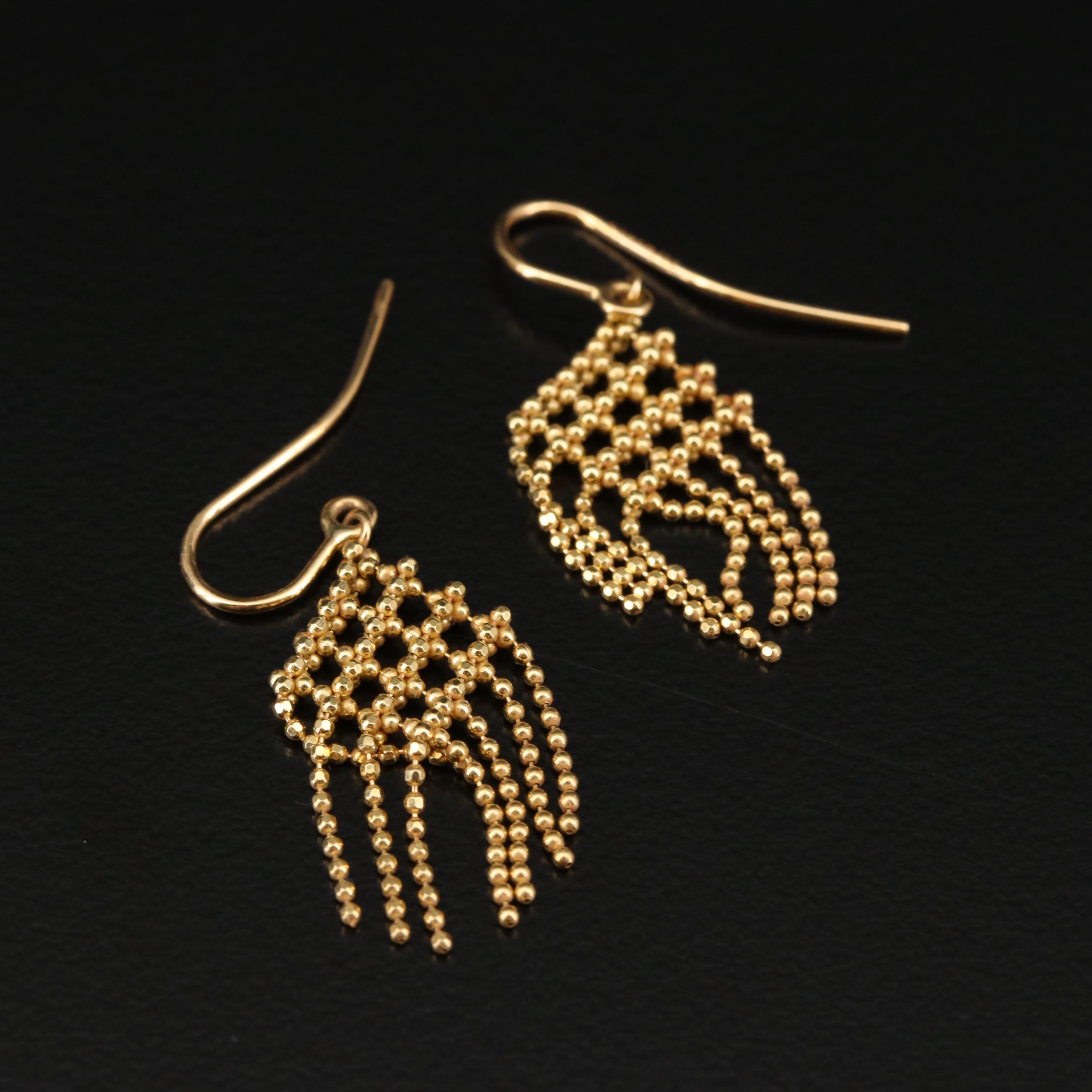 Tiffany & Co. 18K Bead Chain Fringe Earrings
