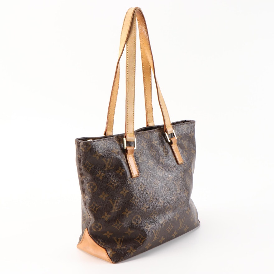 Refurbished Louis Vuitton Cabas Mezzo Tote in Monogram Canvas and Leather