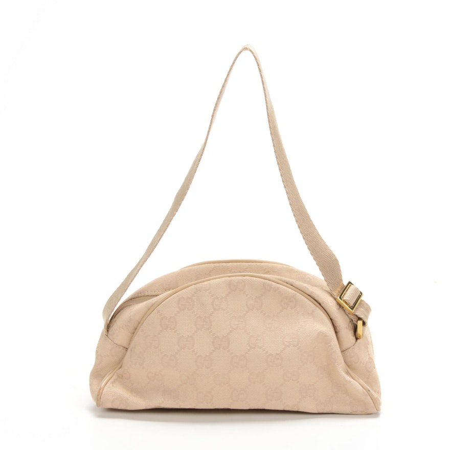 Gucci GG Canvas and Nylon Shoulder Bag in Beige