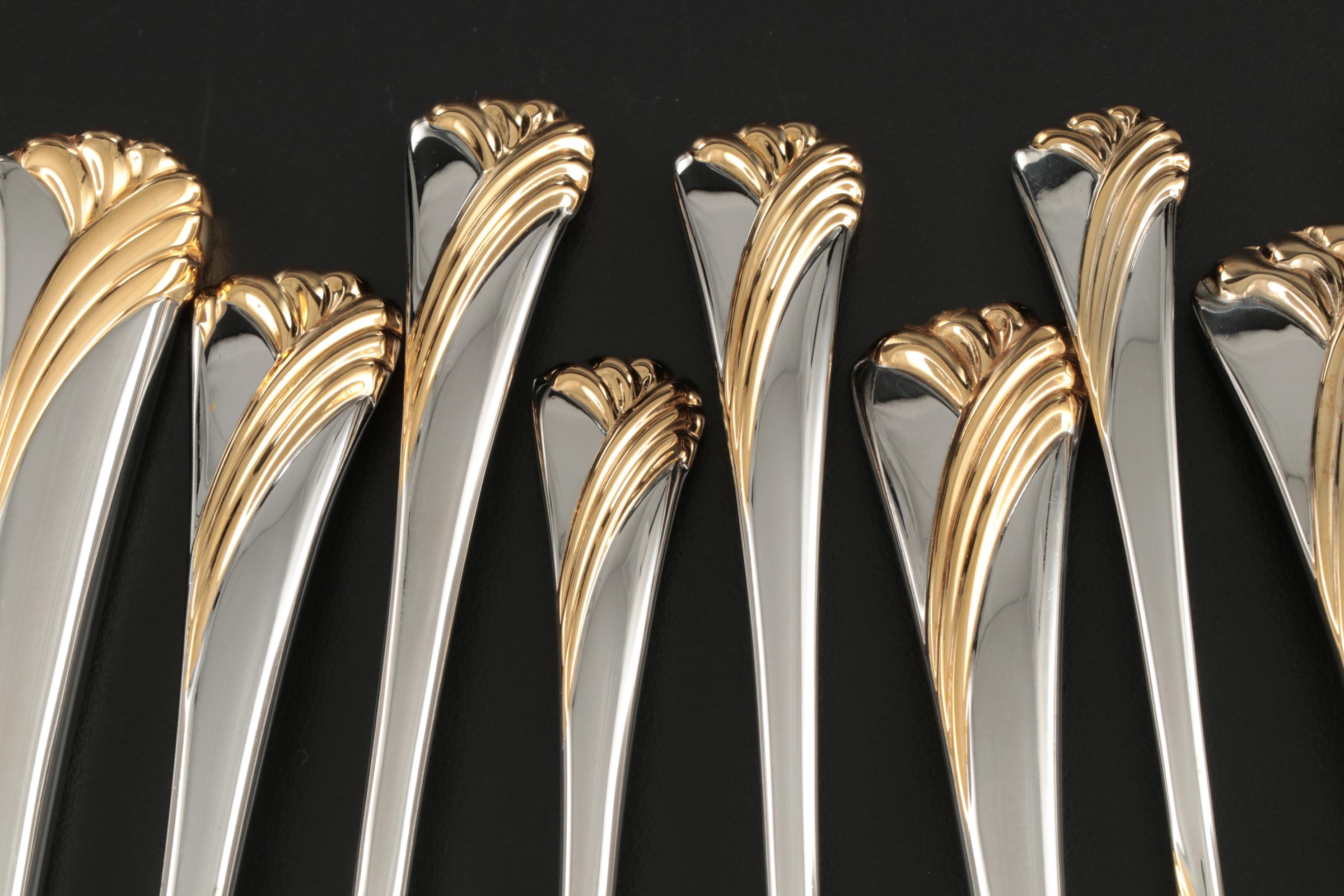 Lenox "Kelly Gold" 18/8 Stainless Steel Flatware and Serving Utensils for Ten