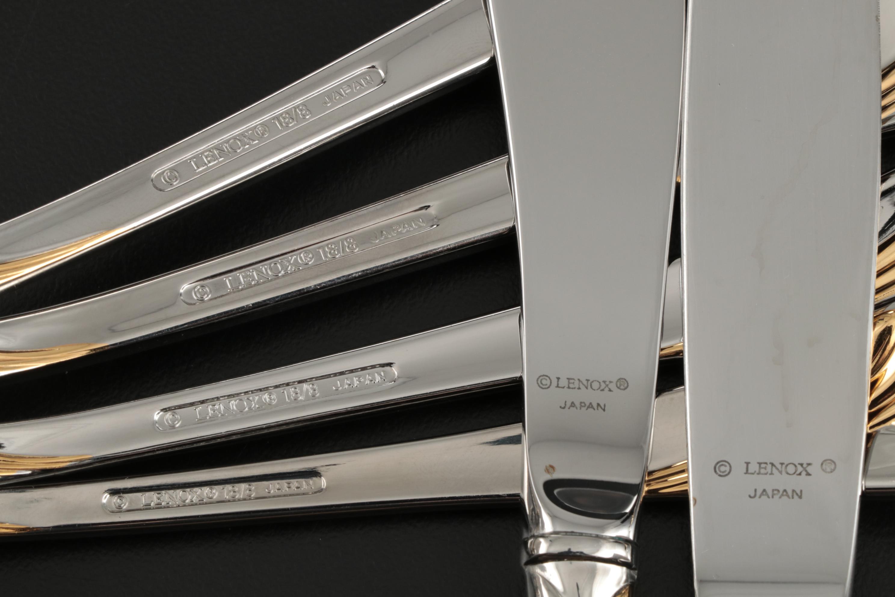 Lenox "Kelly Gold" 18/8 Stainless Steel Flatware and Serving Utensils for Ten