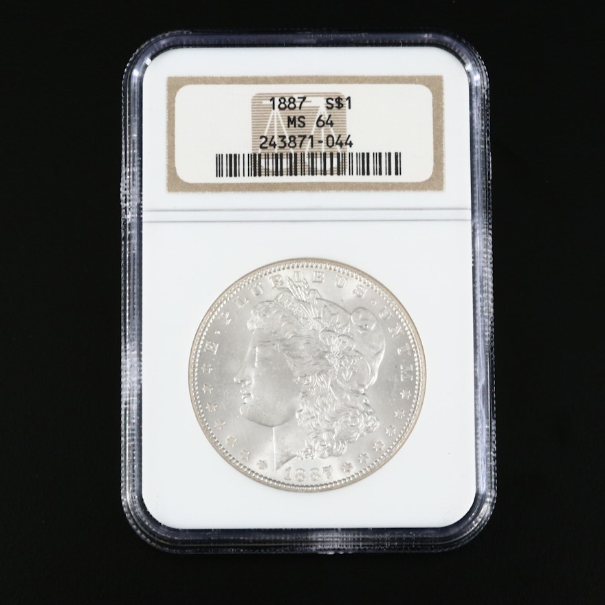 NGC Graded MS64 1887 Morgan Silver Dollar