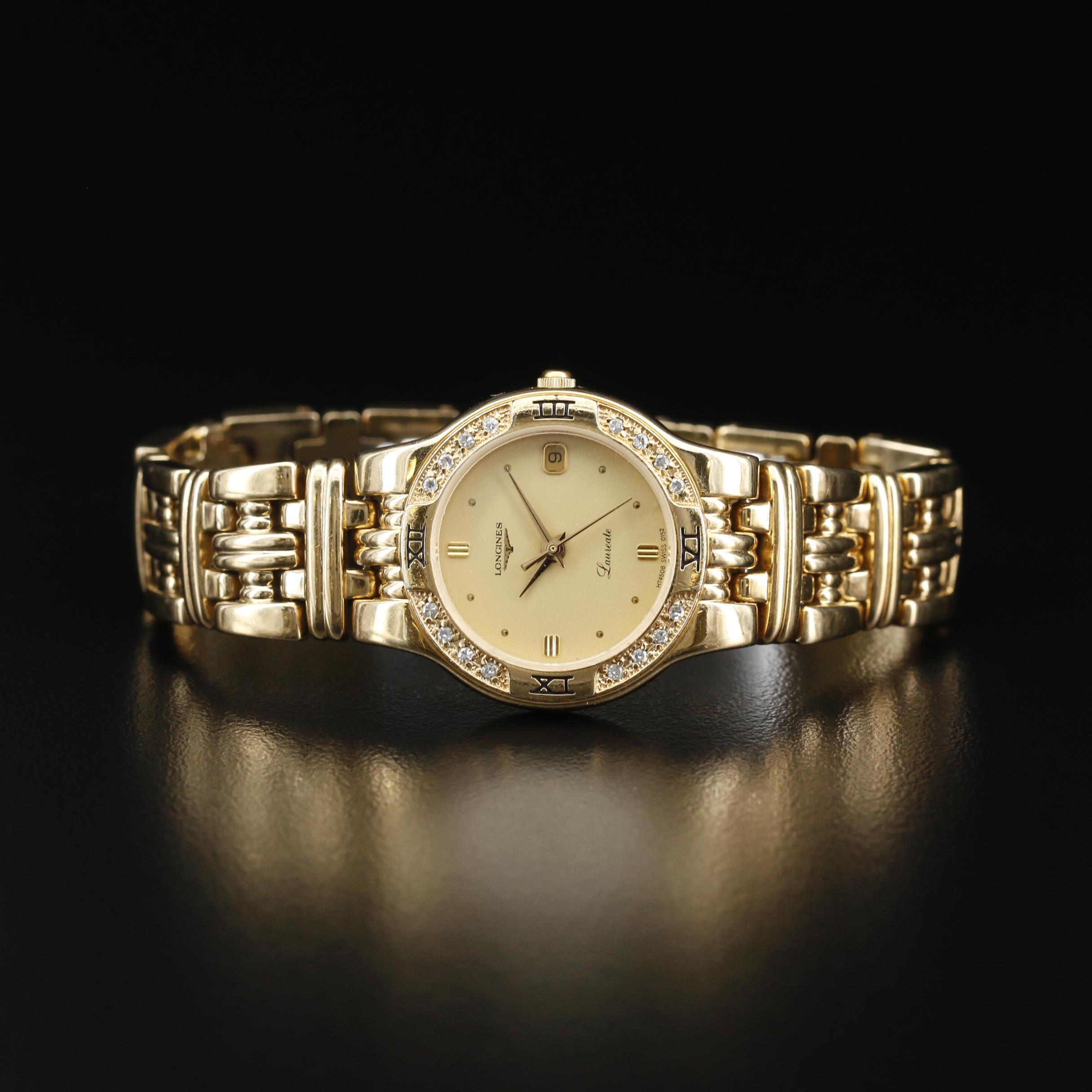 Longines Laureate Diamond and Gold Tone Quartz Watch