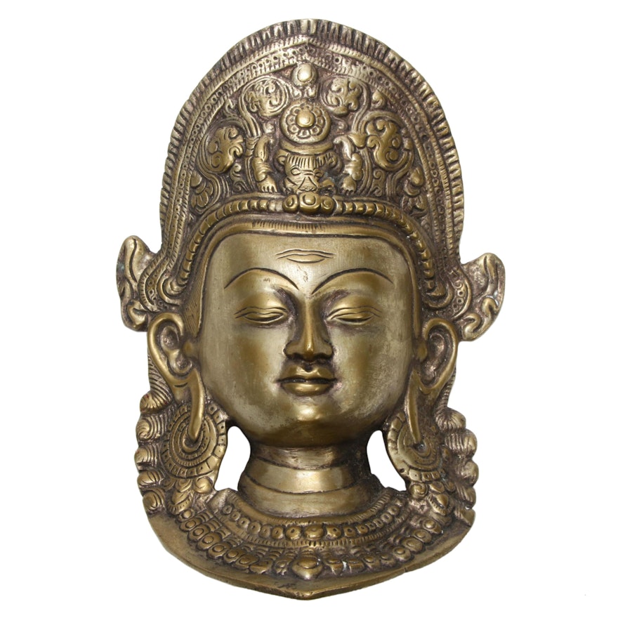 Brass Tibetan Buddhist Deity Goddess Tara Durga Mask
