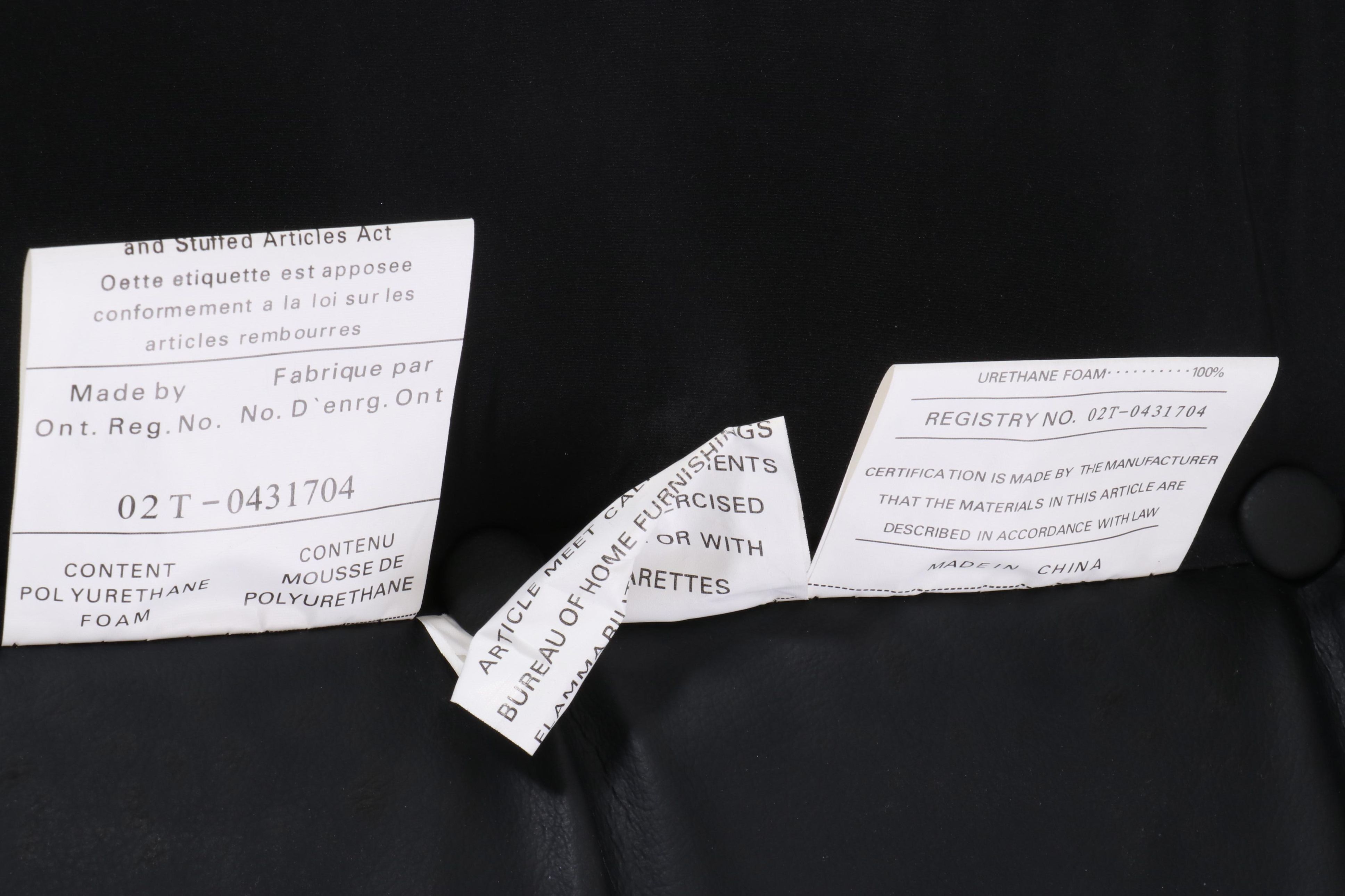 Modernist "Barcelona" Style Black Leather Daybed