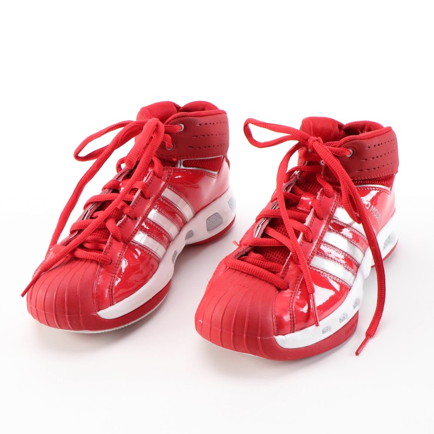 Women's Adidas Pro Model Red and White Mid-Top Basketball Shoes