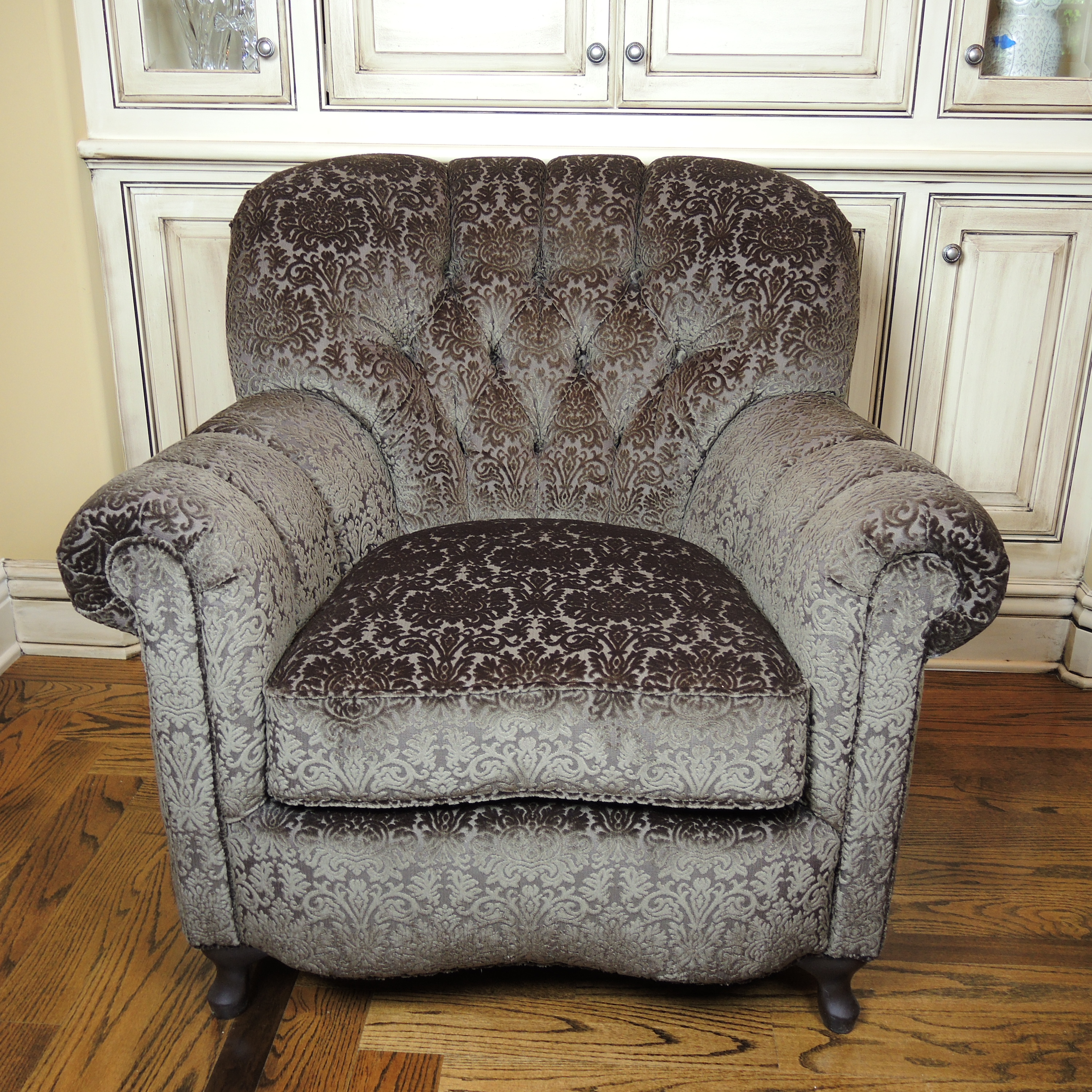 Arhaus "Cambridge Collection" Tufted Back Lounge Chair and Ottoman