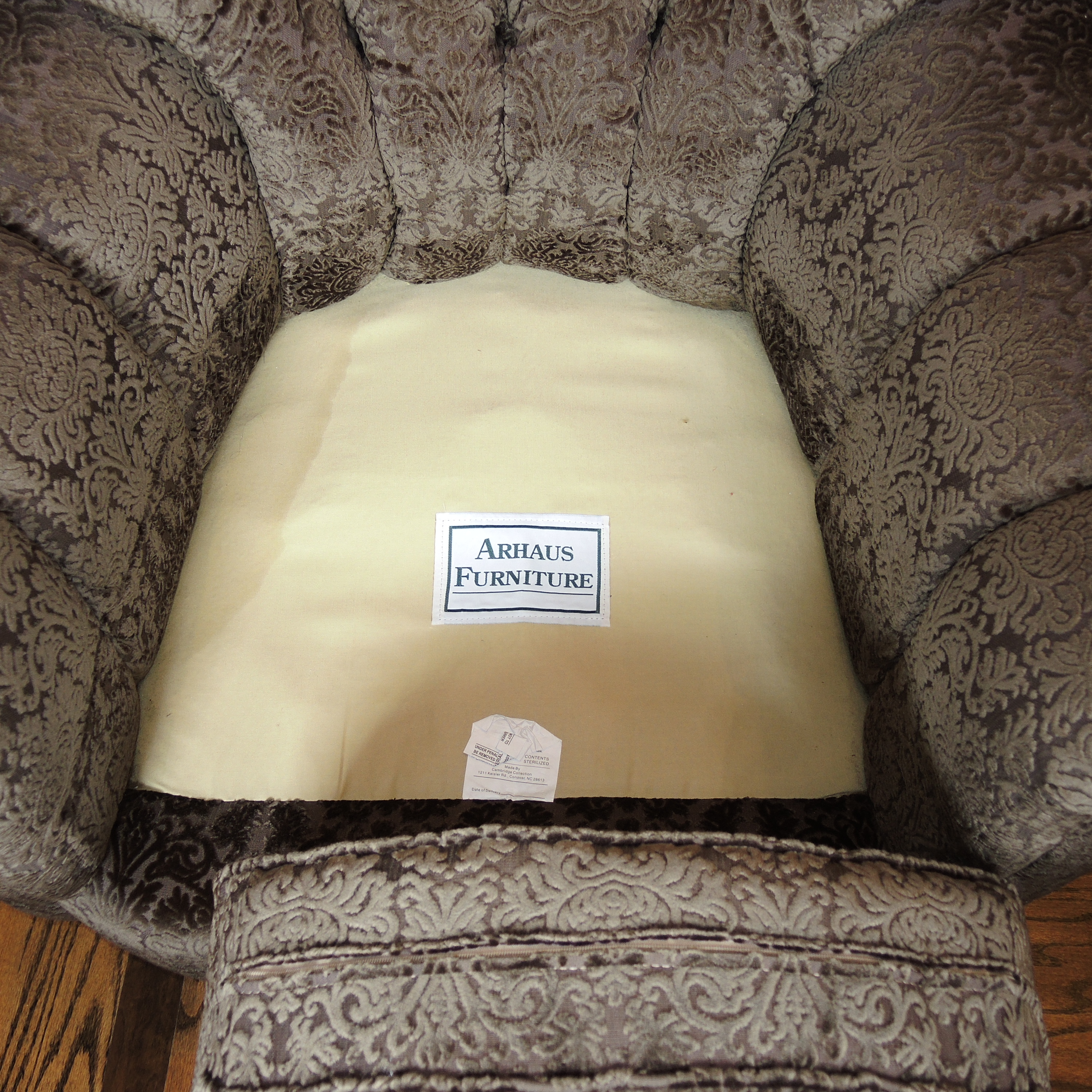 Arhaus "Cambridge Collection" Tufted Back Lounge Chair and Ottoman