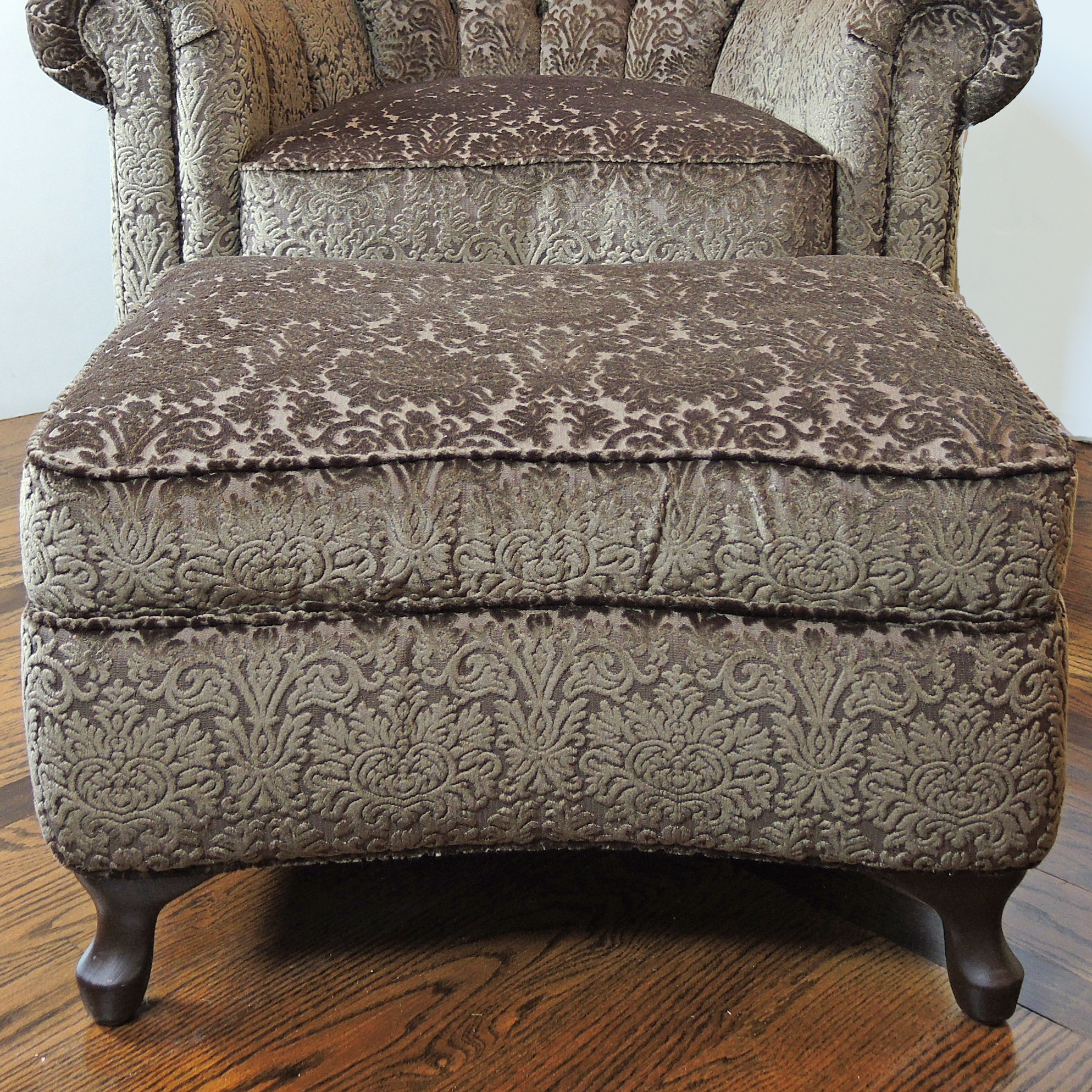 Arhaus "Cambridge Collection" Tufted Back Lounge Chair and Ottoman