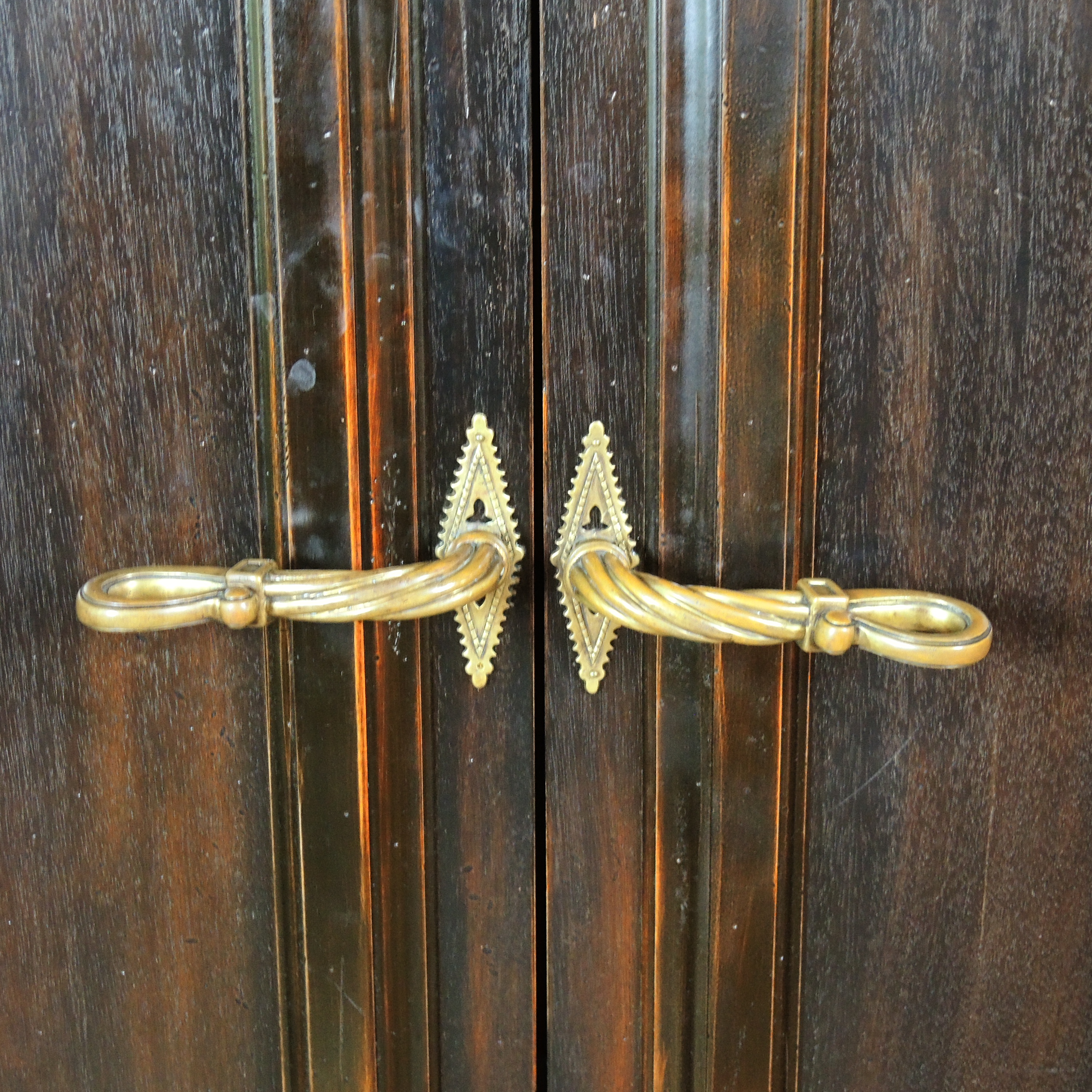 Hickory White Italianate Style Distressed Armoire Cabinet