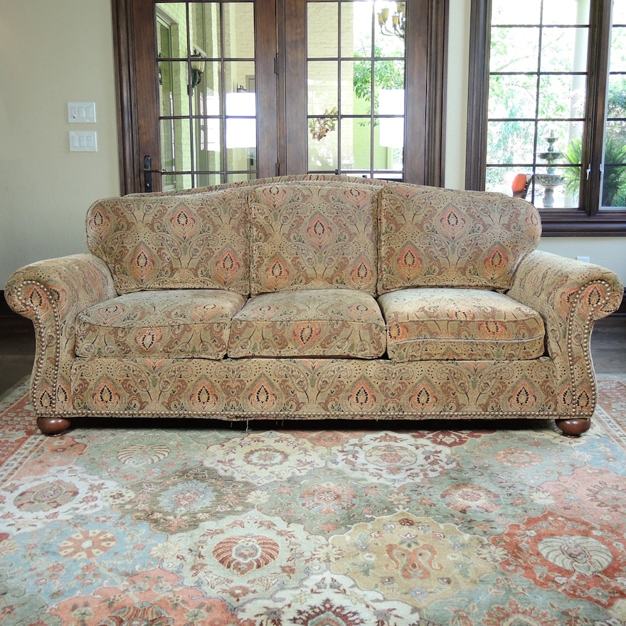 Ethan Allen Paisley Upholstered Sofa