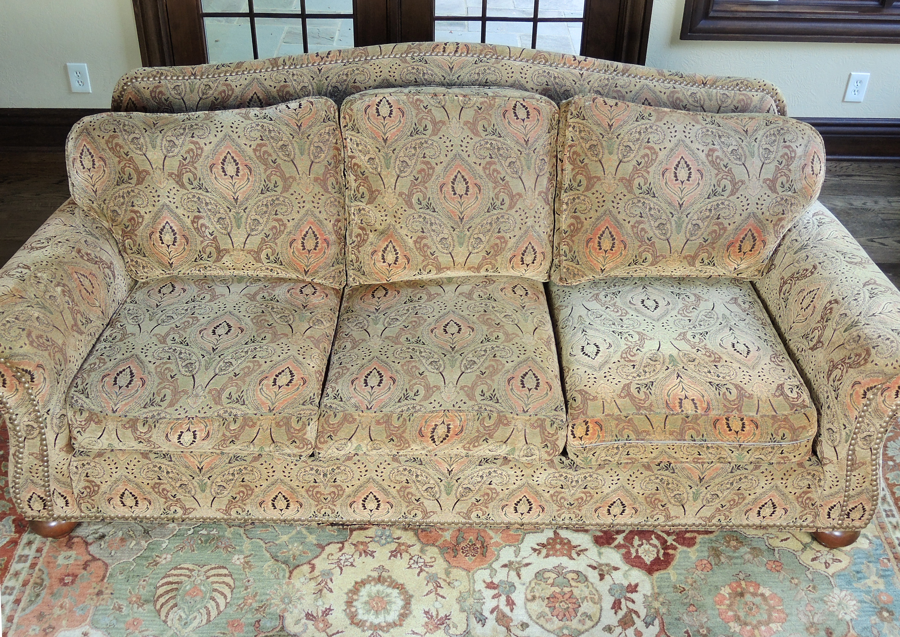 Ethan Allen Paisley Upholstered Sofa