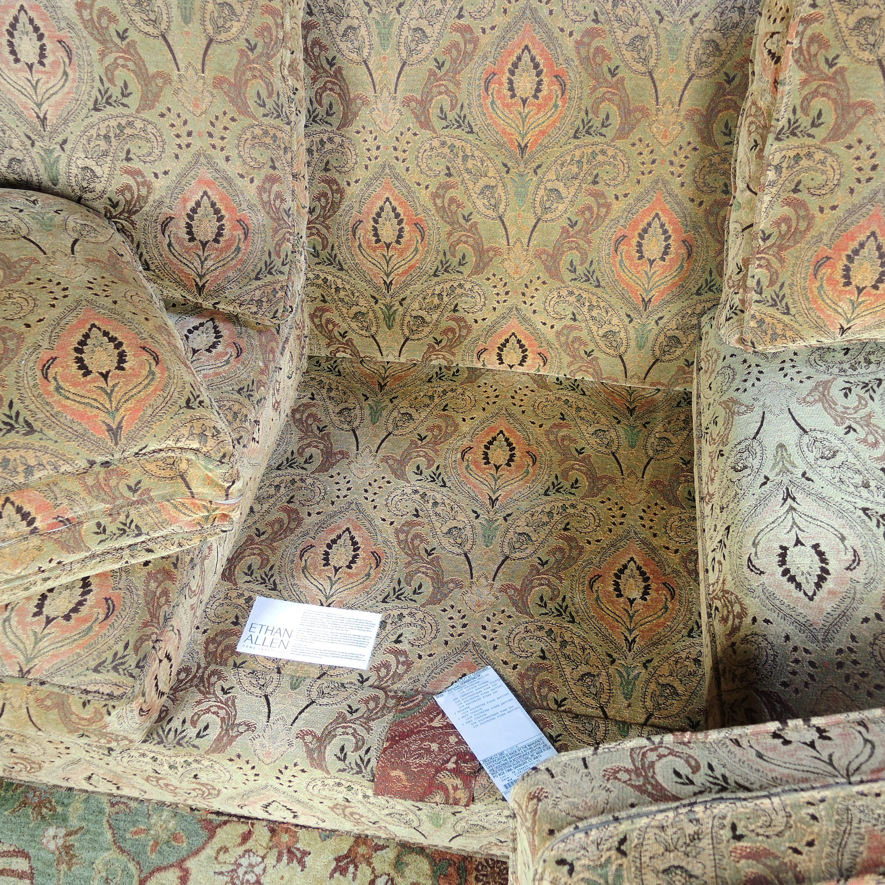 Ethan Allen Paisley Upholstered Sofa