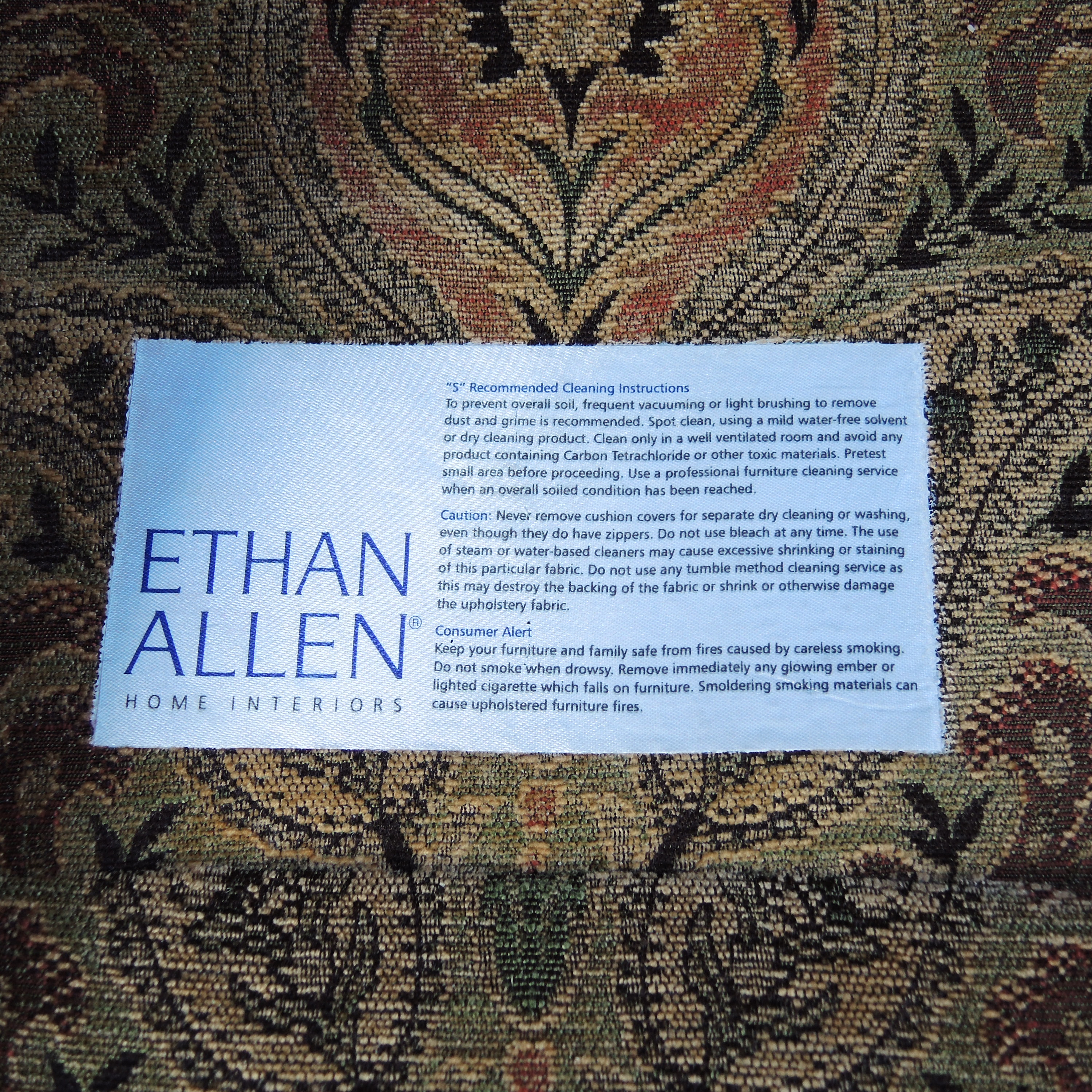 Ethan Allen Paisley Upholstered Sofa