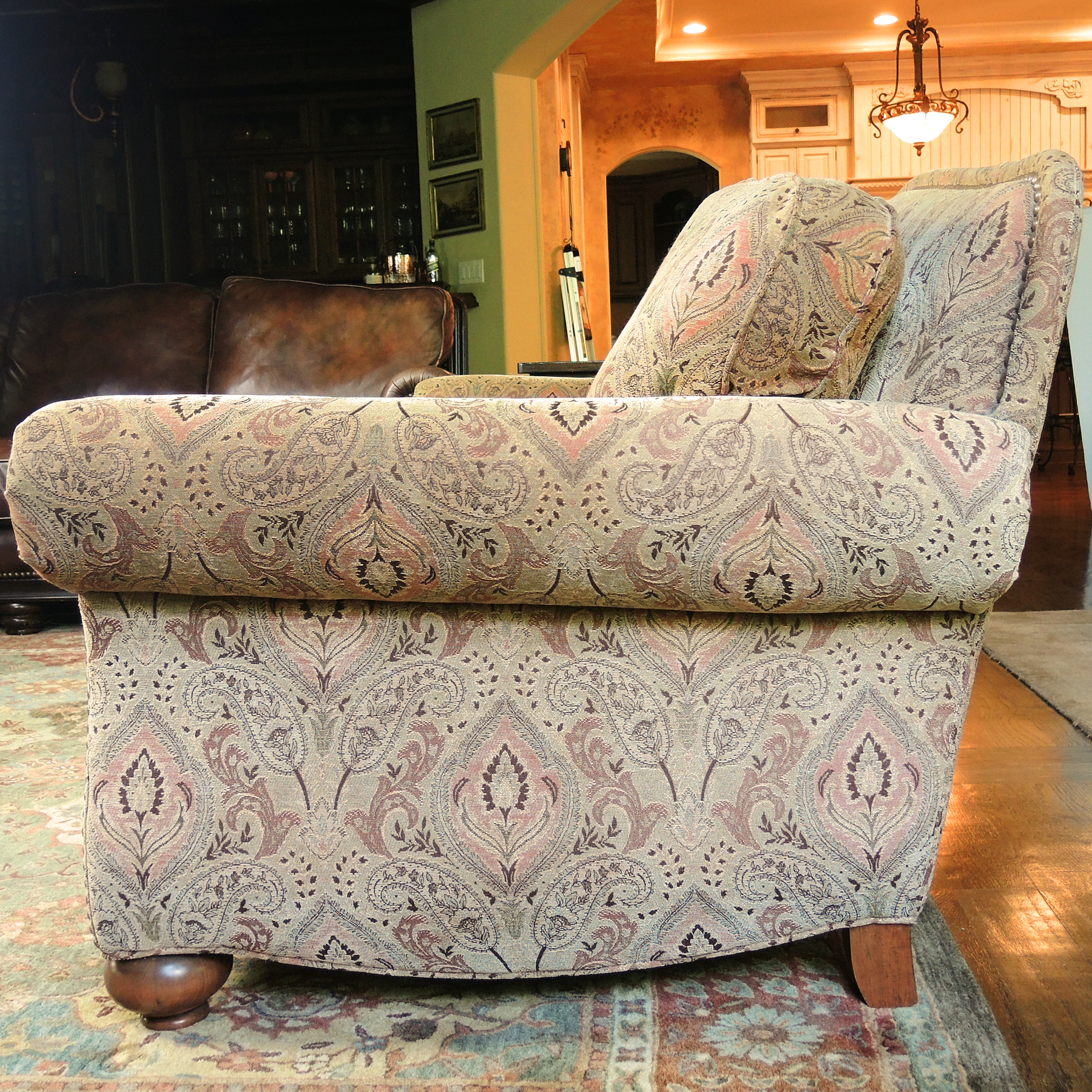 Ethan Allen Paisley Upholstered Sofa